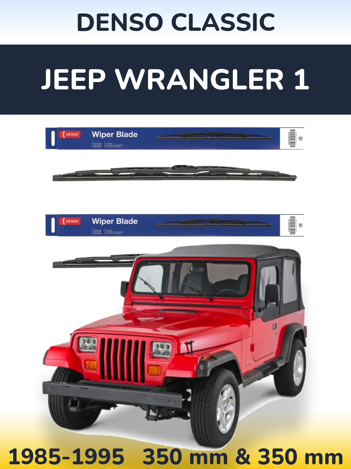 Front wiper blade set Denso Classic 350 & 350 mm for Jeep Wrangler 1 1985-1995