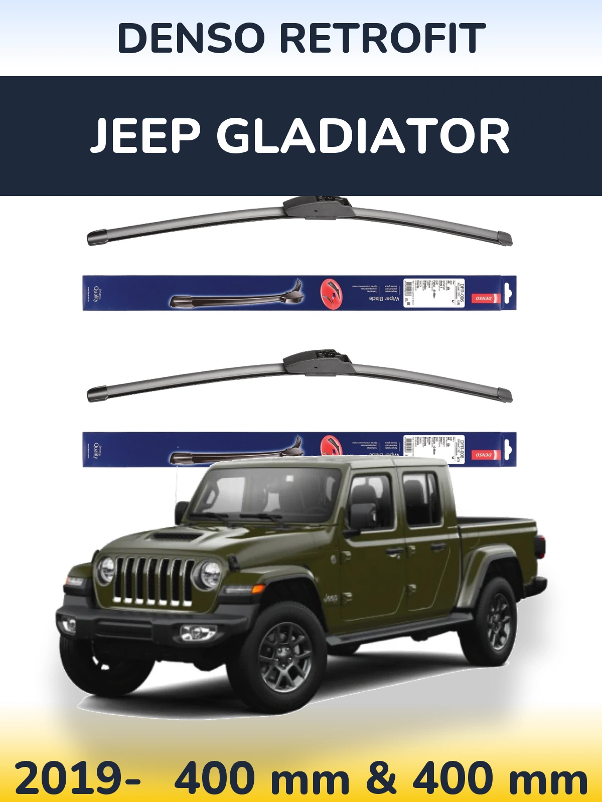 Front wiper blade set Denso Retrofit 400 & 400 mm for Jeep Gladiator 2019-2026