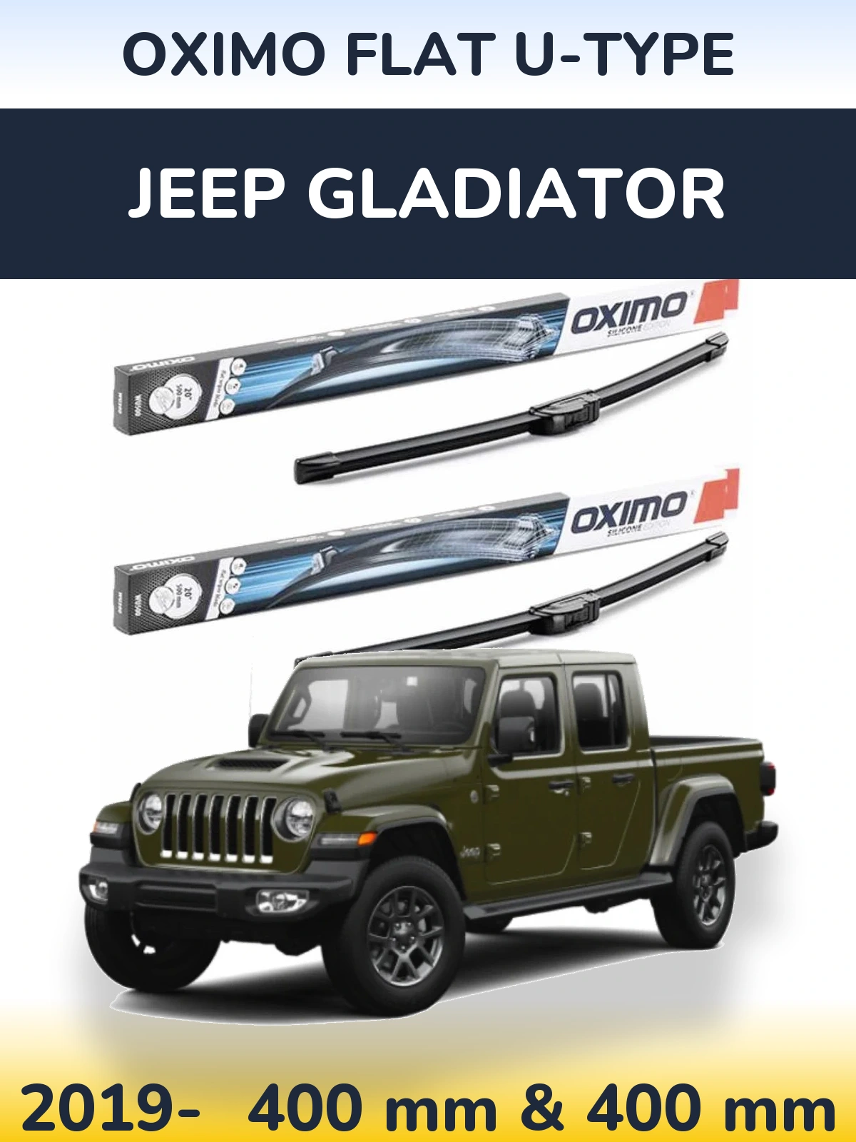 Комплект передніх щіток Oximo Flat U-type 400 & 400 мм для Jeep Gladiator 2019-2026