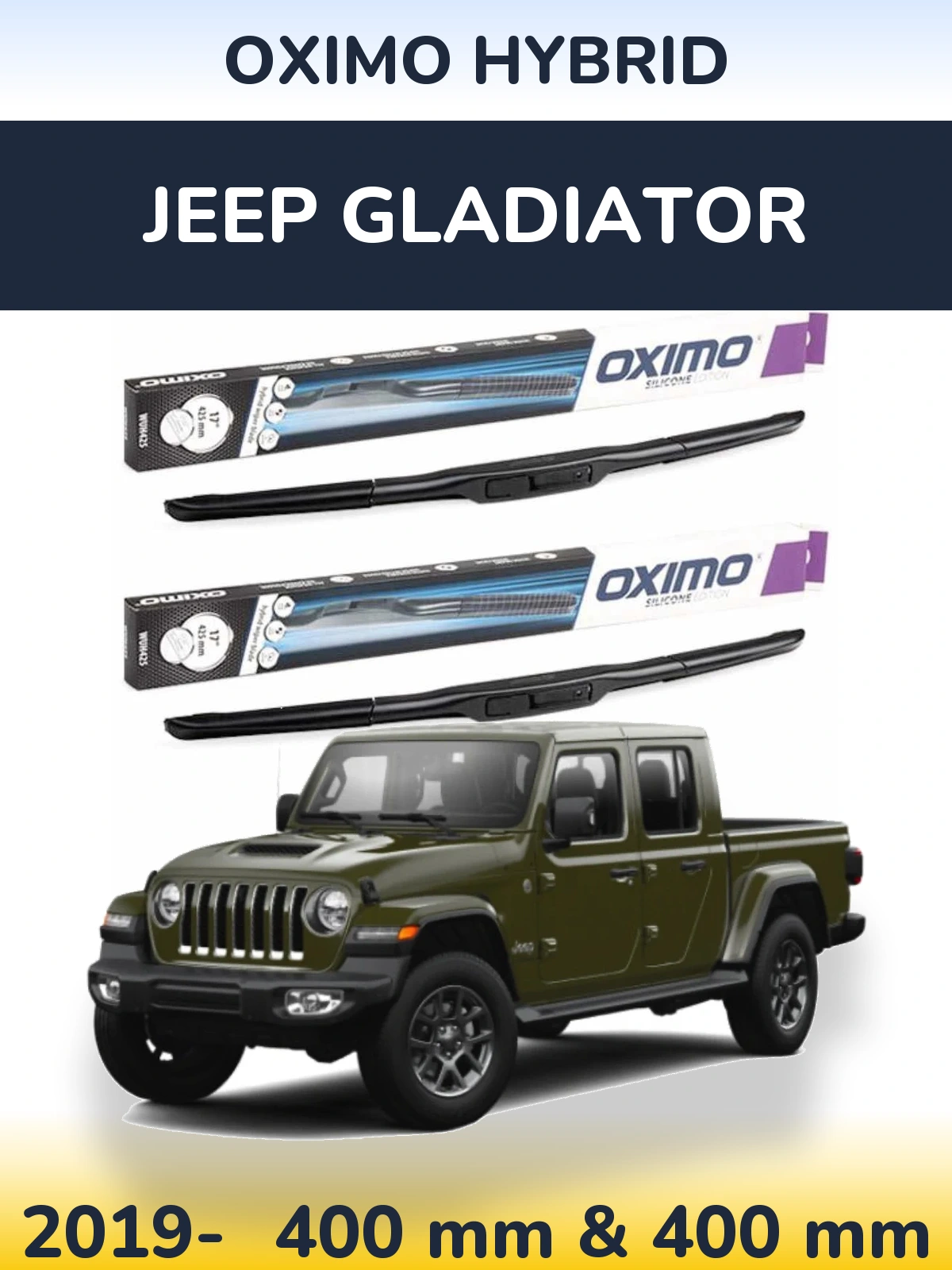 Комплект передніх щіток Oximo Hybrid 400 & 400 мм для Jeep Gladiator 2019-2026