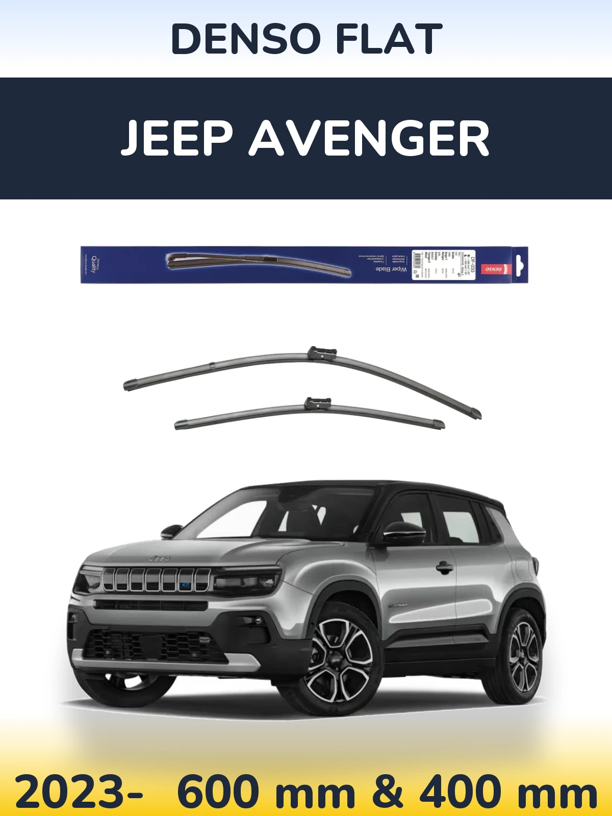 Комплект передніх щіток Denso Flat 600 & 400 мм для Jeep Avenger 2023-2026
