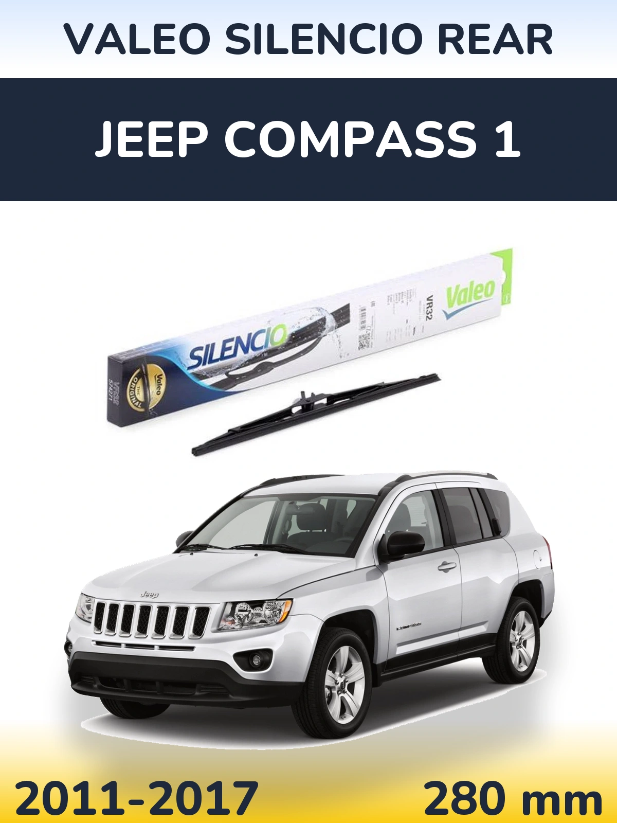 Rear wiper blade Valeo Silencio Rear 280 mm for Jeep Compass 1 2011-2017
