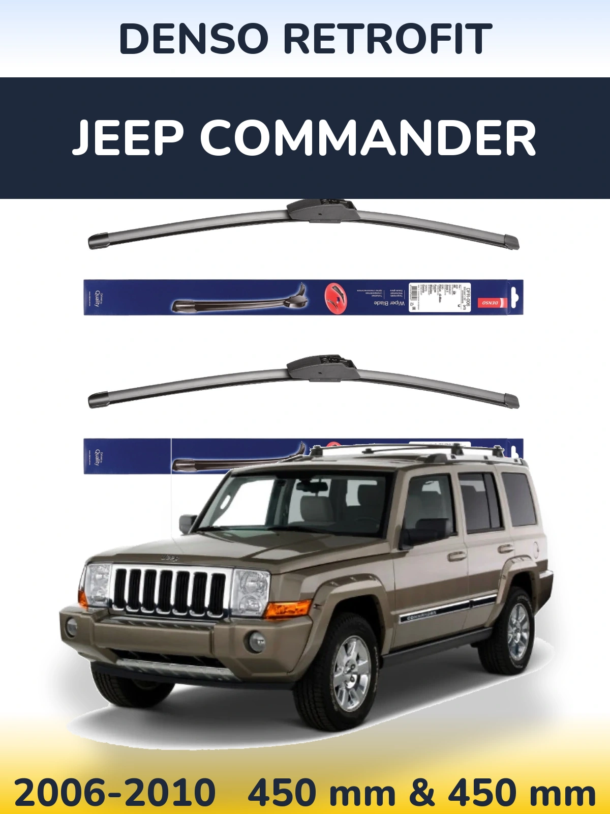 Front wiper blade set Denso Retrofit 450 & 450 mm for Jeep Commander 2006-2010