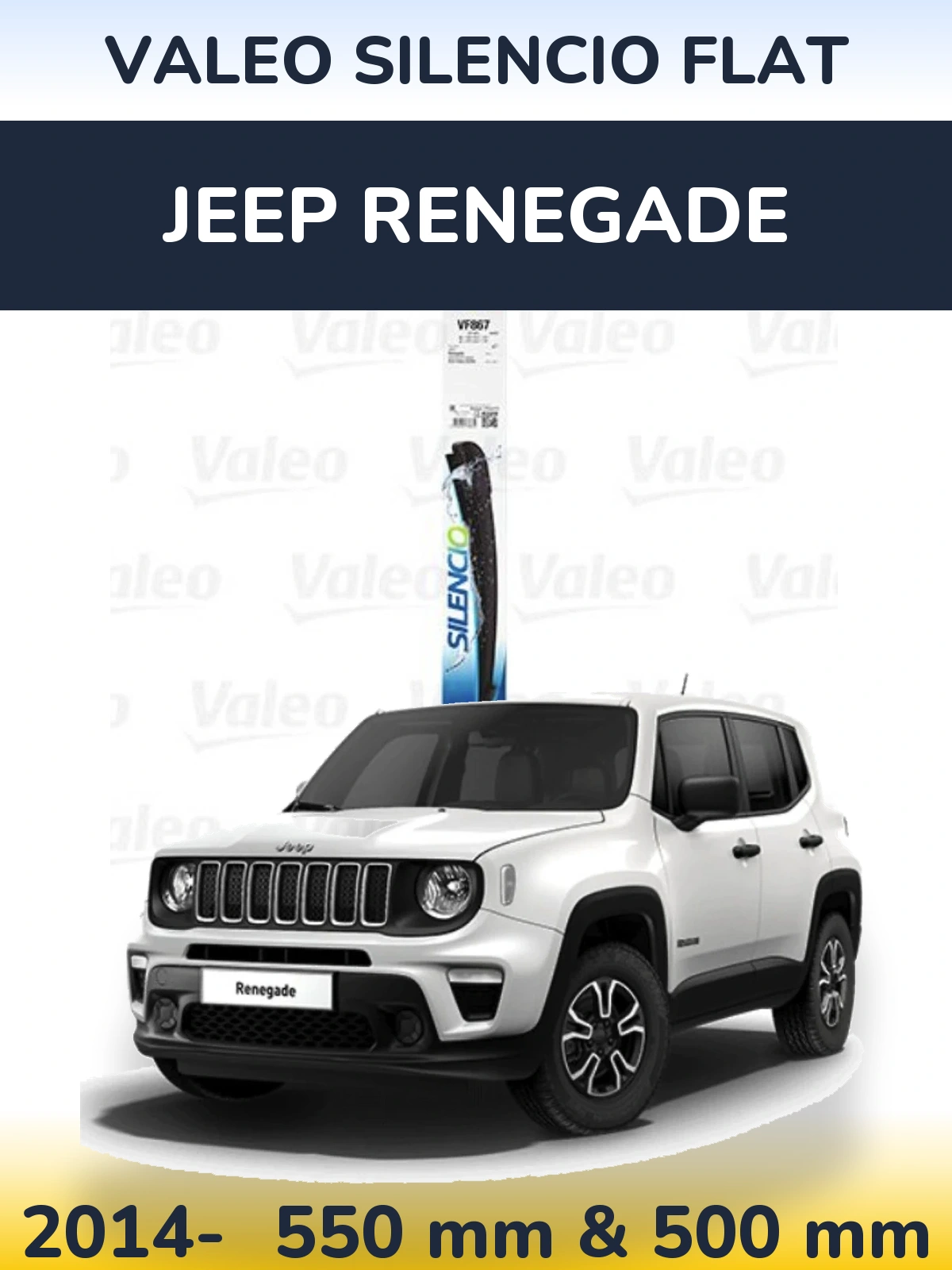 Комплект передних дворников Valeo Silencio Flat 550 & 475 мм для Jeep Renegade 2014-2026