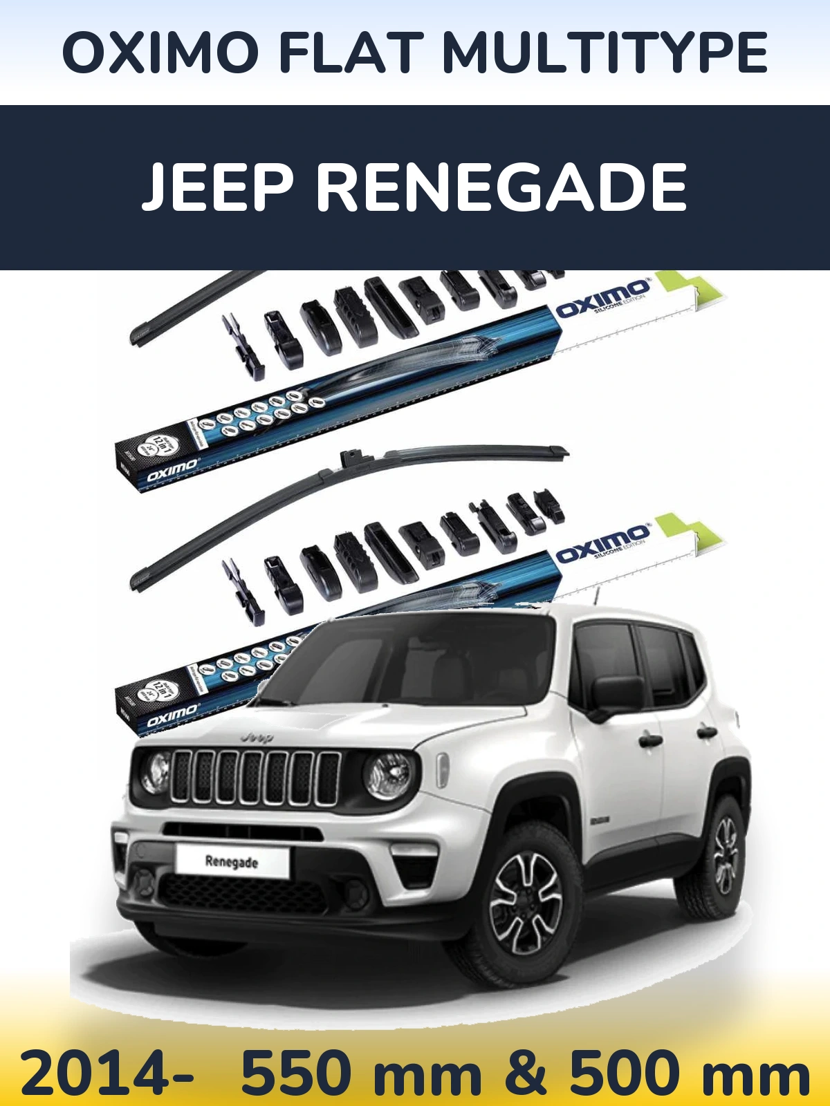 Комплект передних дворников Oximo Flat MultiТипe 550 & 500 мм для Jeep Renegade 2014-2026