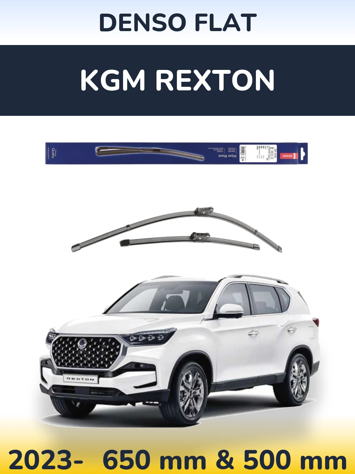 Front wiper blade set Denso Flat 630 & 500 mm for KGM Rexton 2023-2026