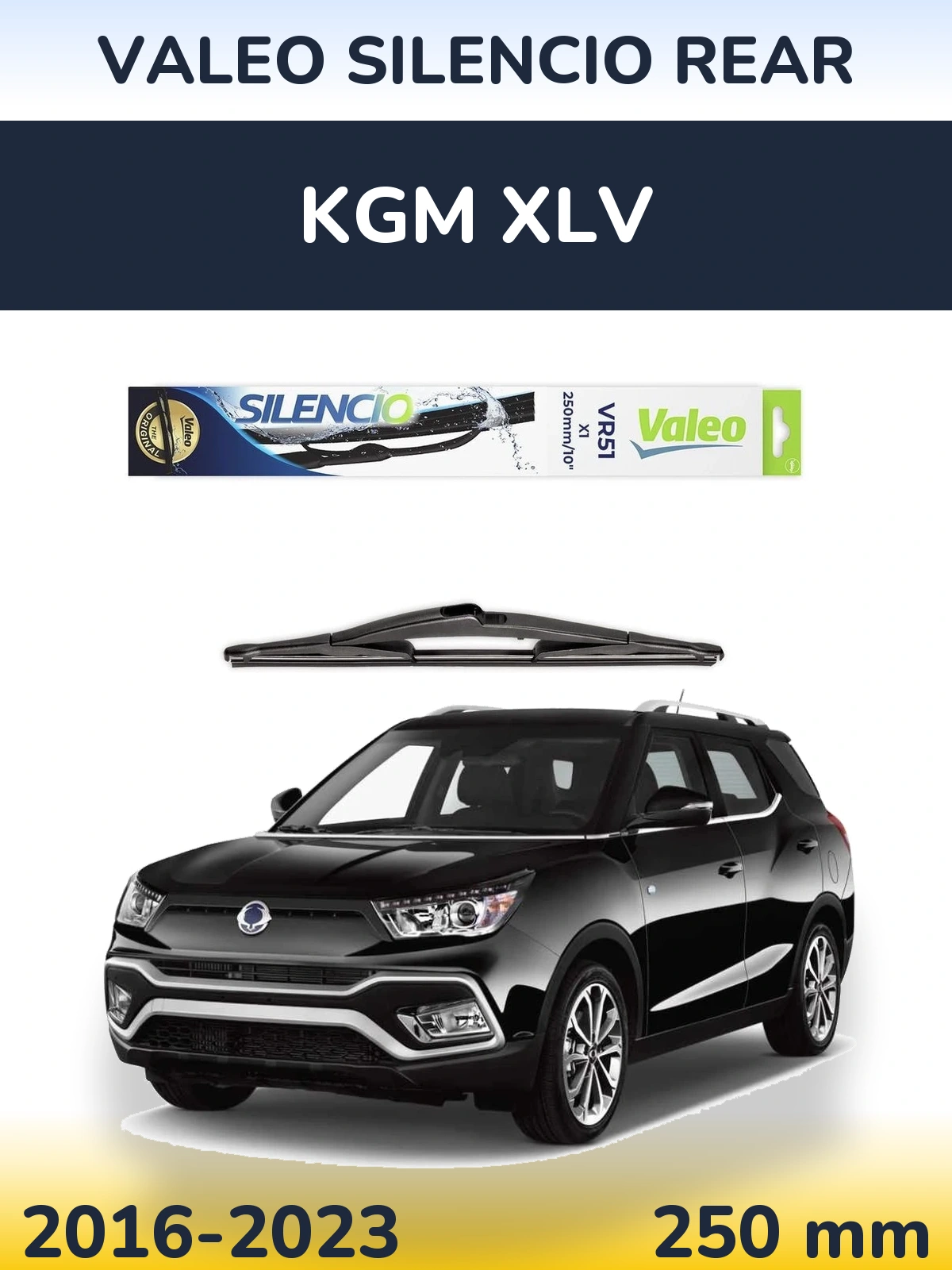 Rear wiper blade Valeo Silencio Rear 250 mm for KGM XLV 2016-2023