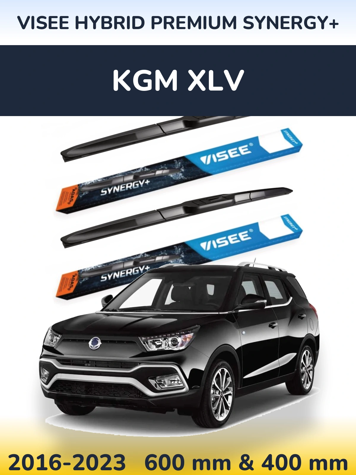 Front wiper blade set VISEE HYBRID PREMIUM SYNERGY+ 600 & 400 mm for KGM XLV 2016-2023