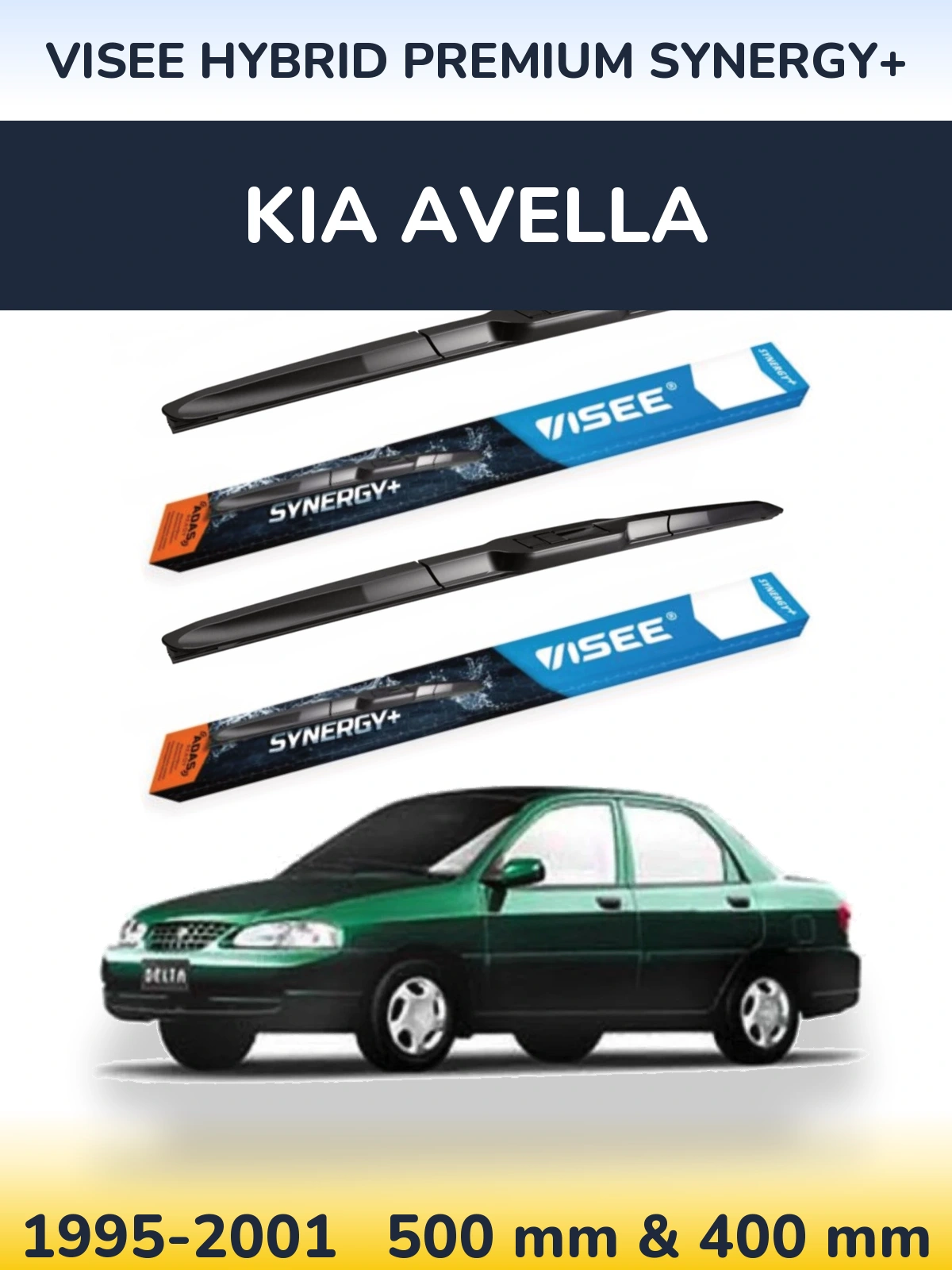 Комплект передніх щіток VISEE HYBRID PREMIUM SYNERGY+ 500 & 400 мм для KIA Avella 1995-2001