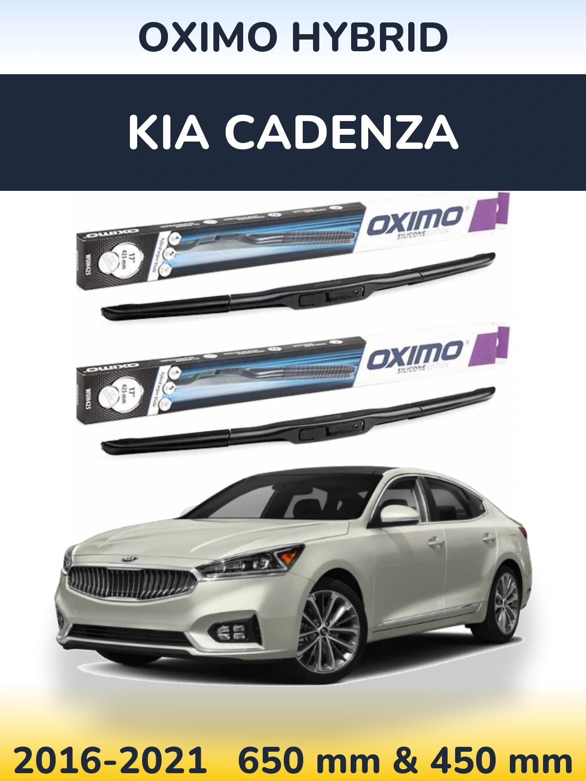 Front wiper blade set Oximo Hybrid 650 & 450 mm for KIA Cadenza 2016-2021