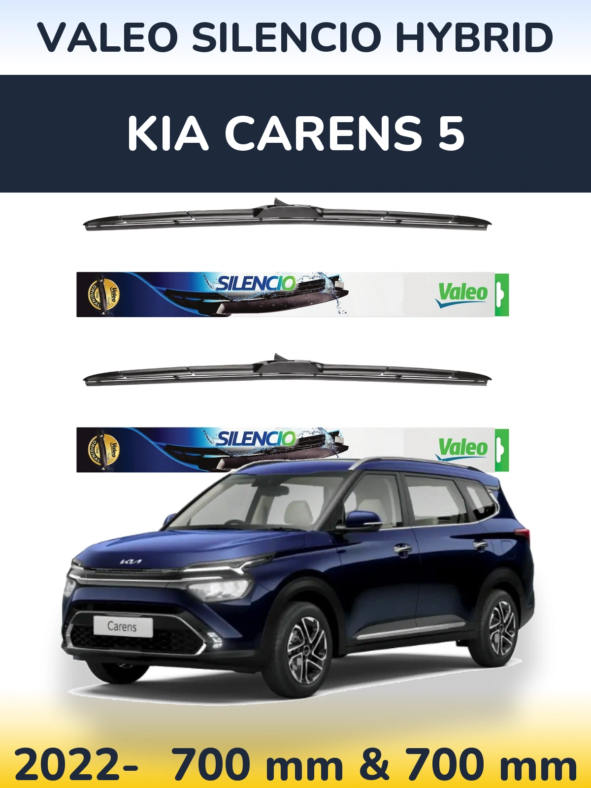 Front wiper blade set Valeo Silencio Hybrid 700 & 700 mm for KIA Carens 5 2022-2026