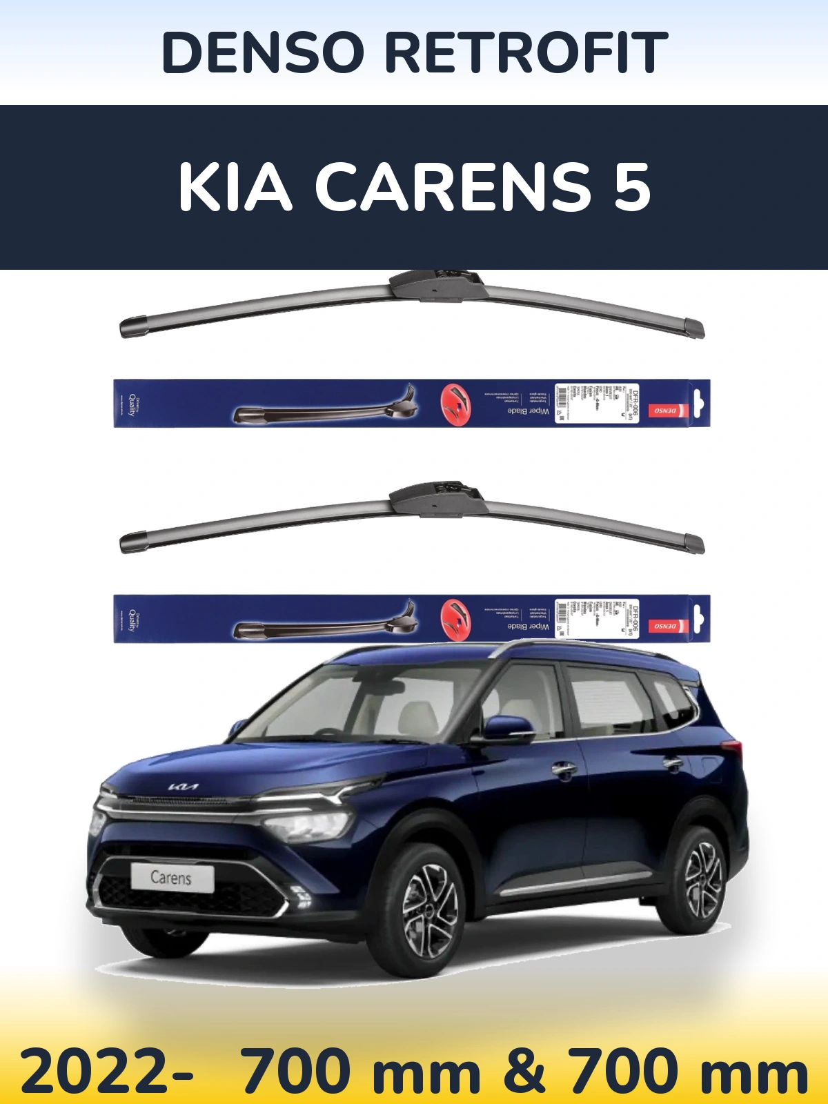 Front wiper blade set Denso Retrofit 700 & 700 mm for KIA Carens 5 2022-2026