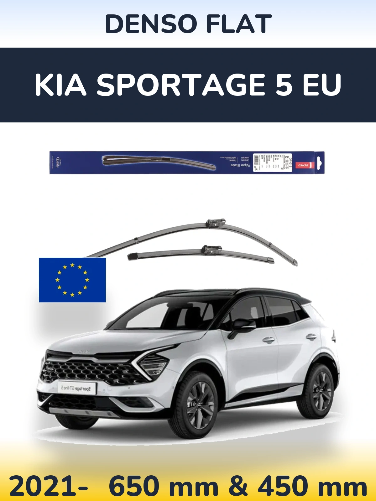 Front wiper blade set Denso Flat 650 & 450 mm for KIA Sportage 5 EU 2021-2026
