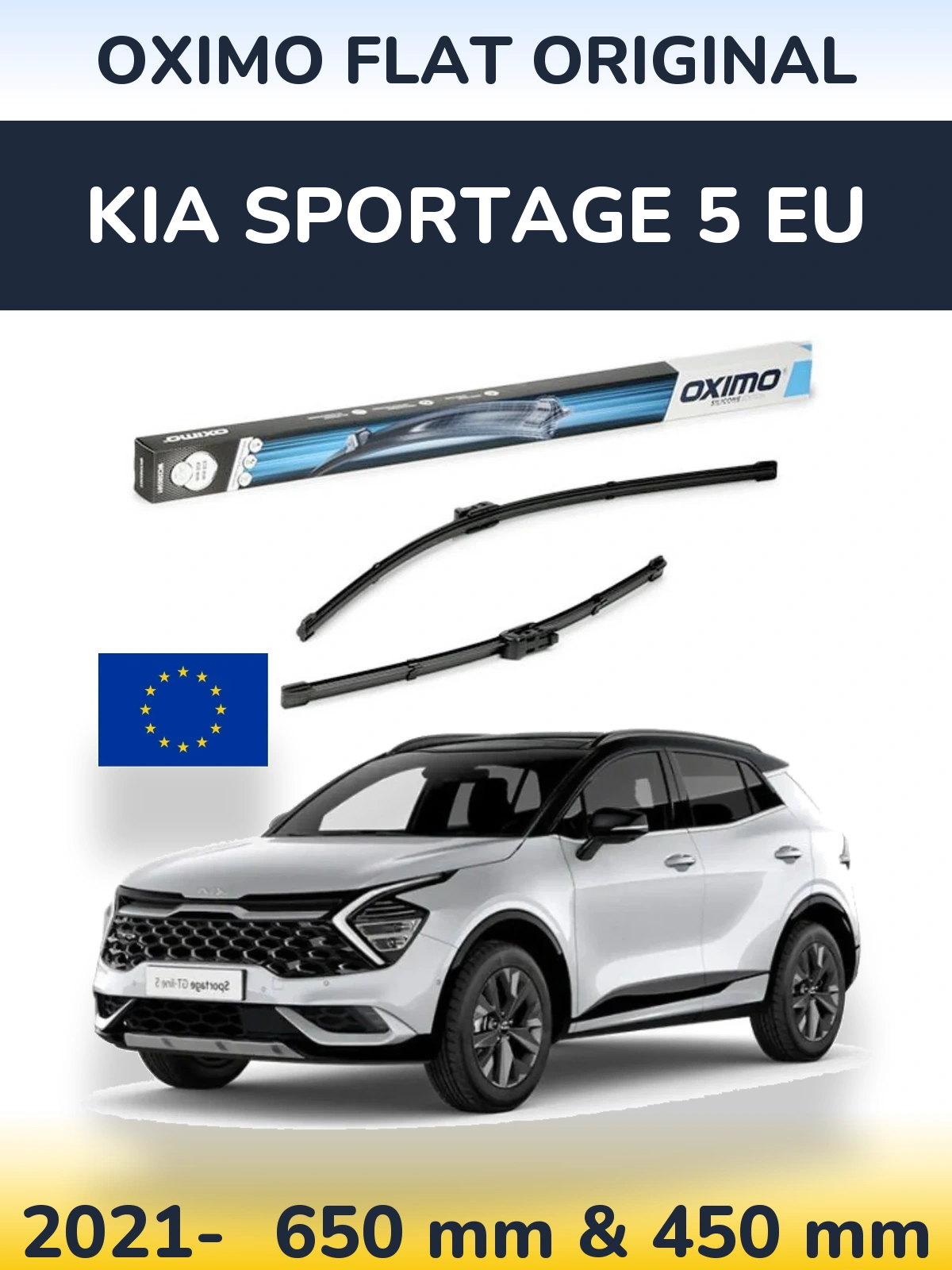 Комплект передних дворников Oximo Flat Original 650 & 450 мм для KIA Sportage 5 EU 2021-2026