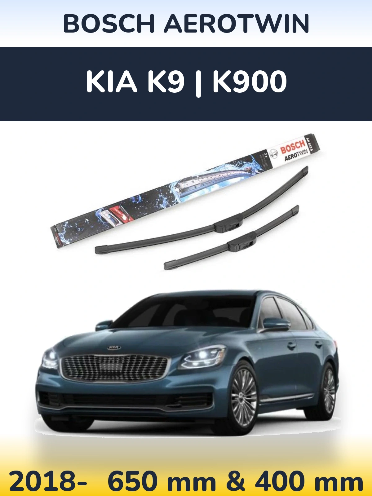 Комплект передніх щіток BOSCH AeroTwin 650 & 400 мм для KIA K9 | K900 2018-2026