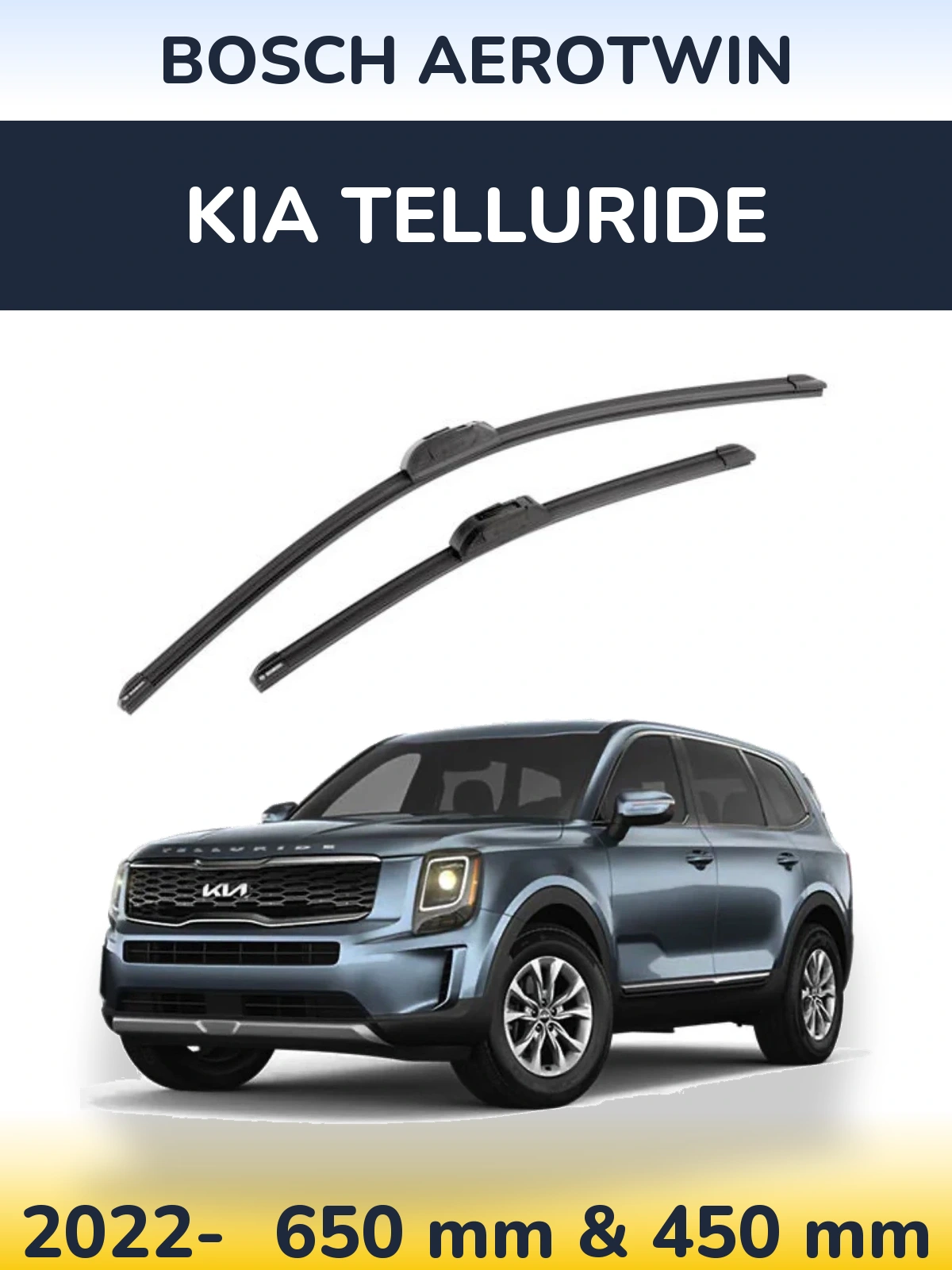 Front wiper blade set BOSCH AeroTwin 650 & 450 mm for KIA Telluride 2022-2026