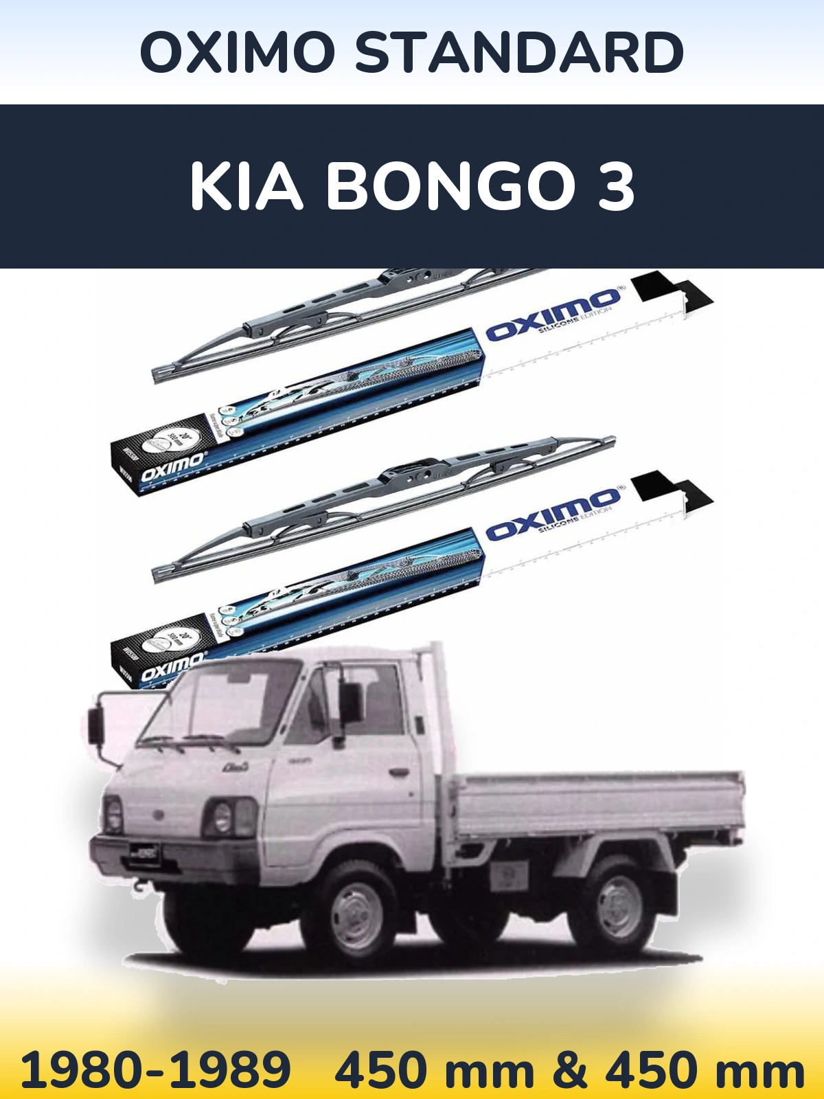Front wiper blade set Oximo Standard 450 & 450 mm for KIA Bongo 3 1980-1989