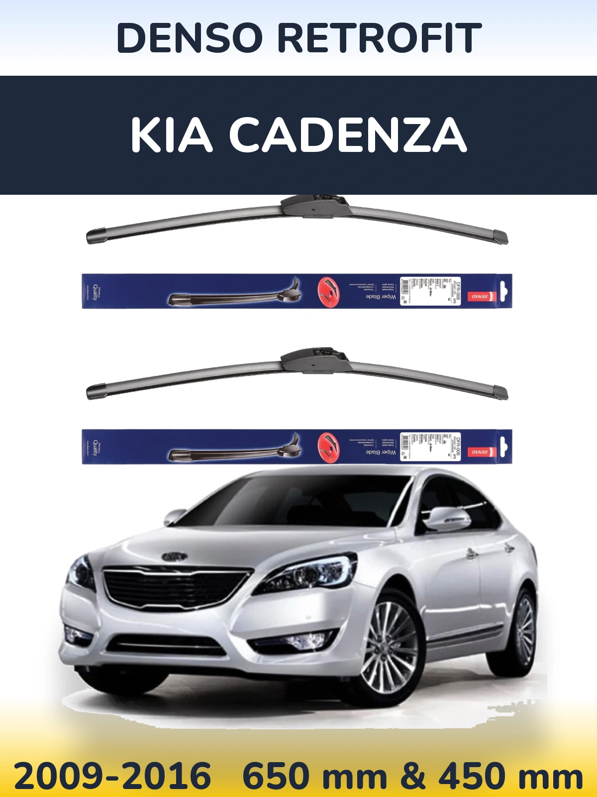 Комплект передних дворников Denso Retrofit 650 & 450 мм для KIA Cadenza 2009-2016