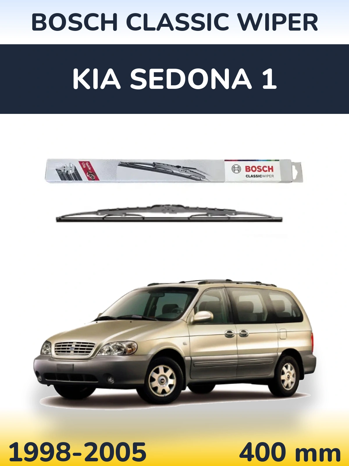 Rear wiper blade BOSCH Classic Wiper 400 mm for KIA Sedona 1 1998-2005