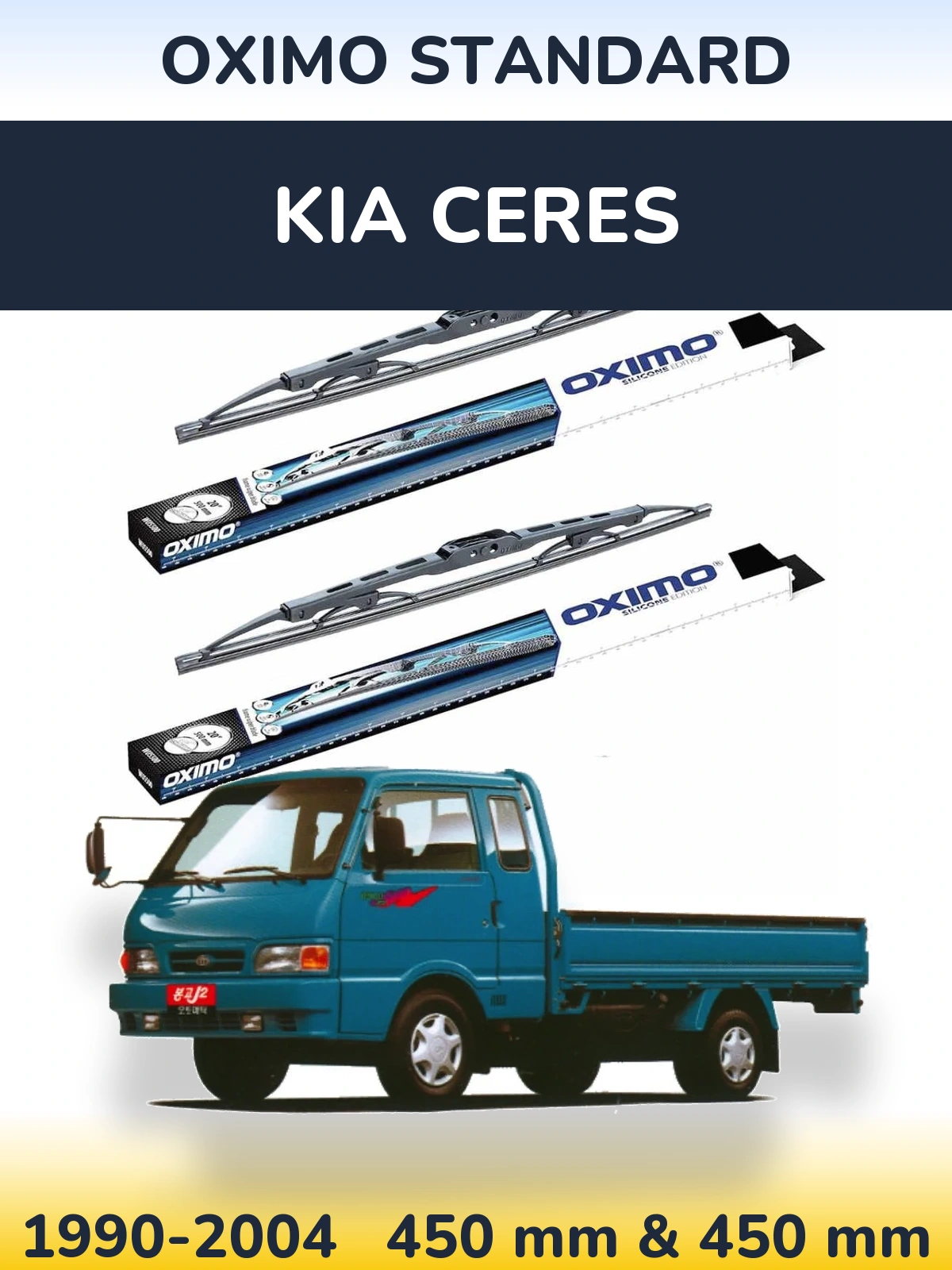 Front wiper blade set Oximo Standard 450 & 450 mm for KIA Ceres 1990-2004