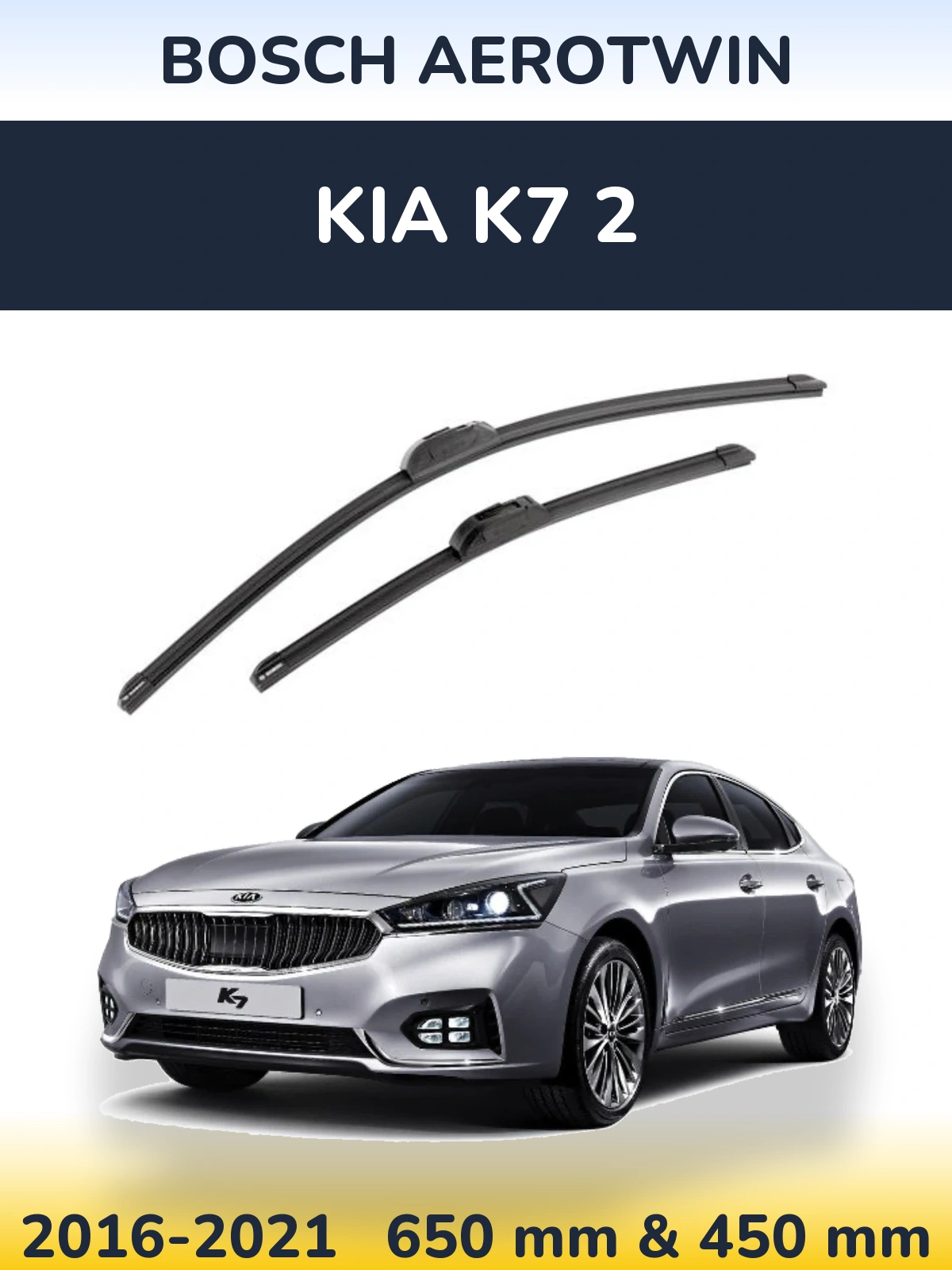 Front wiper blade set BOSCH AeroTwin 650 & 450 mm for KIA K7 2 2016-2021