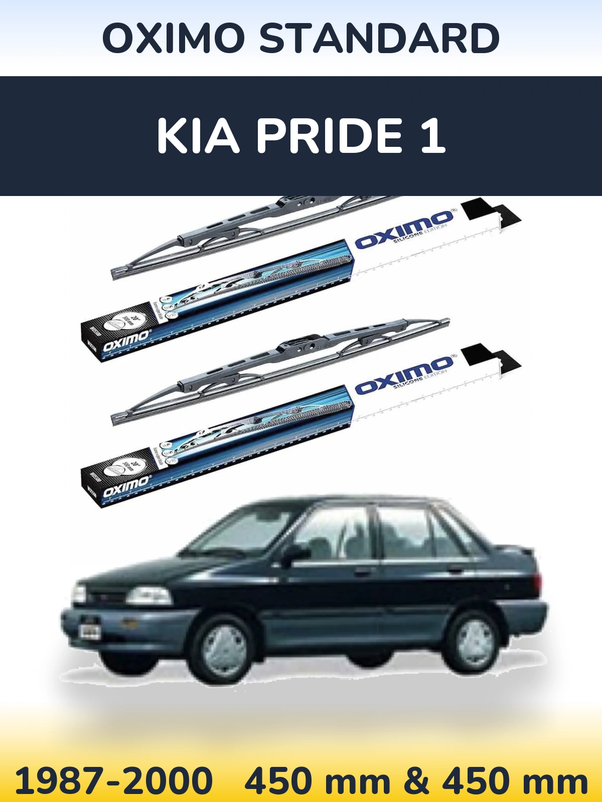 Front wiper blade set Oximo Standard 450 & 450 mm for KIA Pride 1 1987-2000