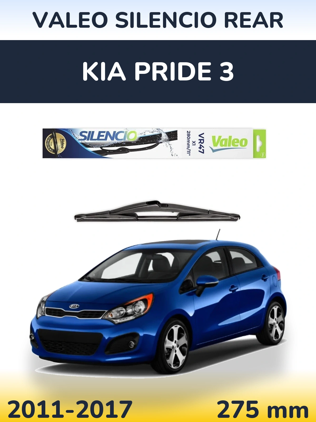 Rear wiper blade Valeo Silencio Rear 280 mm for KIA Pride 3 2011-2017