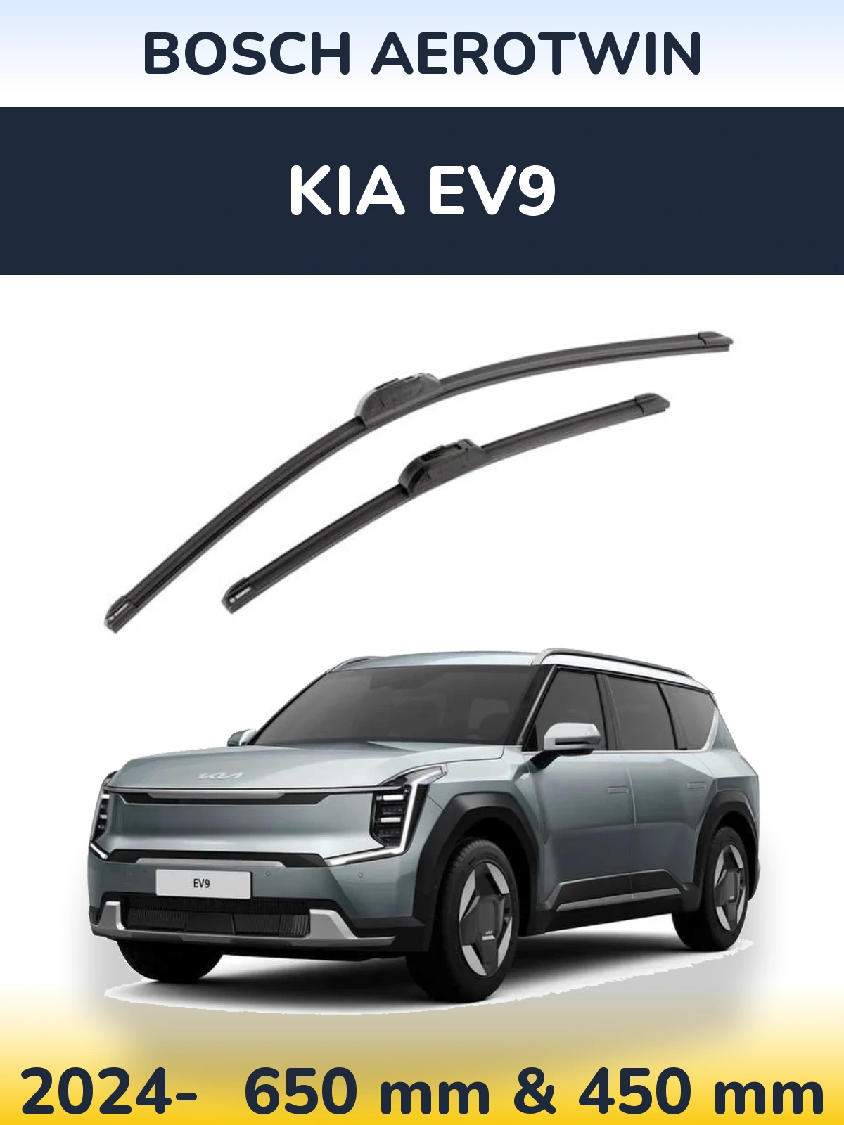 Front wiper blade set BOSCH AeroTwin 650 & 450 mm for KIA EV9 2024-2026