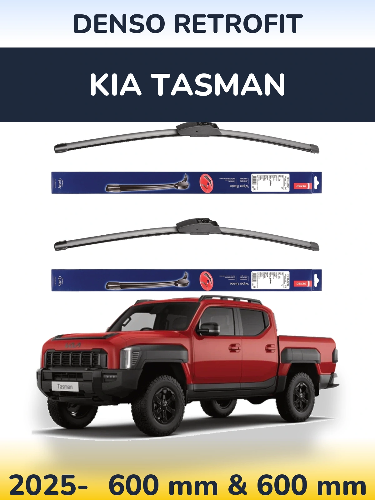 Front wiper blade set Denso Retrofit 600 & 600 mm for KIA Tasman 2025-2026