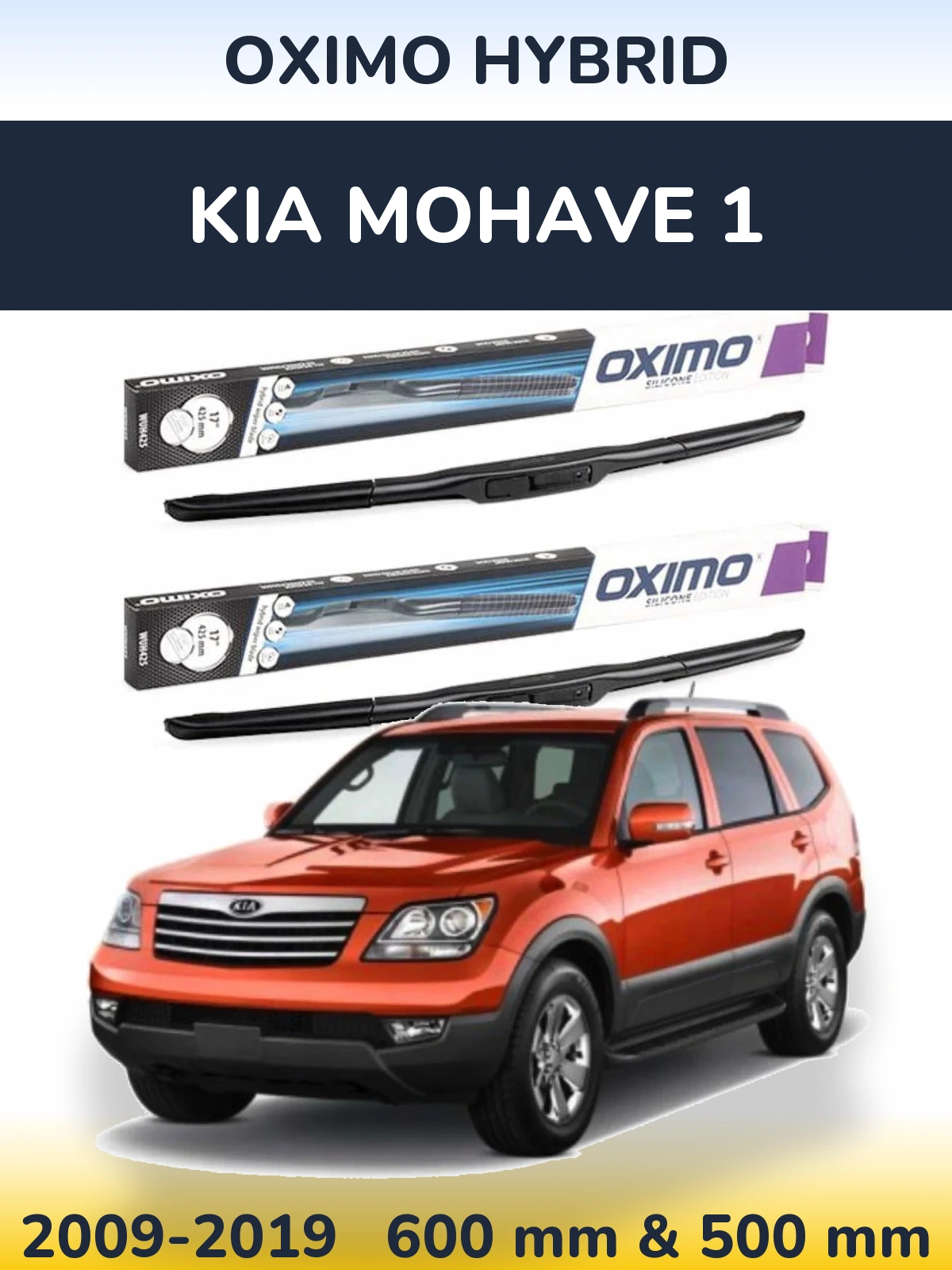 Front wiper blade set Oximo Hybrid 600 & 500 mm for KIA Mohave 1 2009-2019