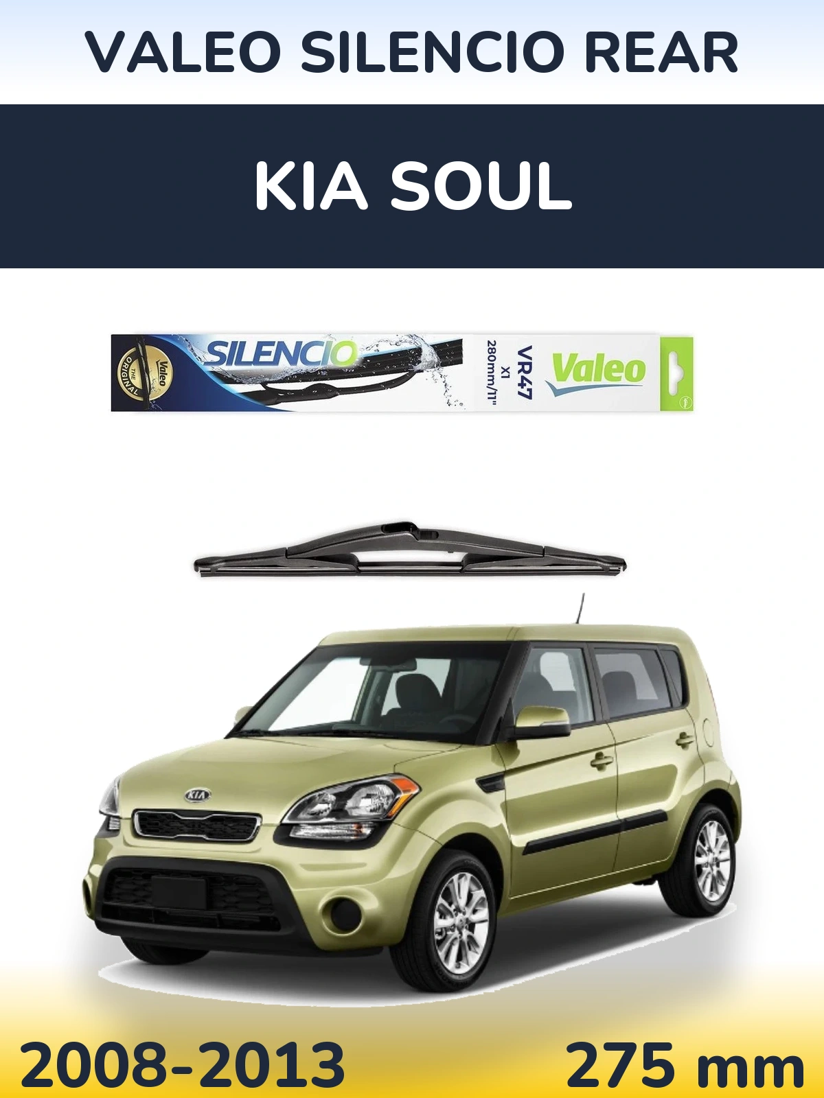 Rear wiper blade Valeo Silencio Rear 280 mm for KIA Soul 2008-2013