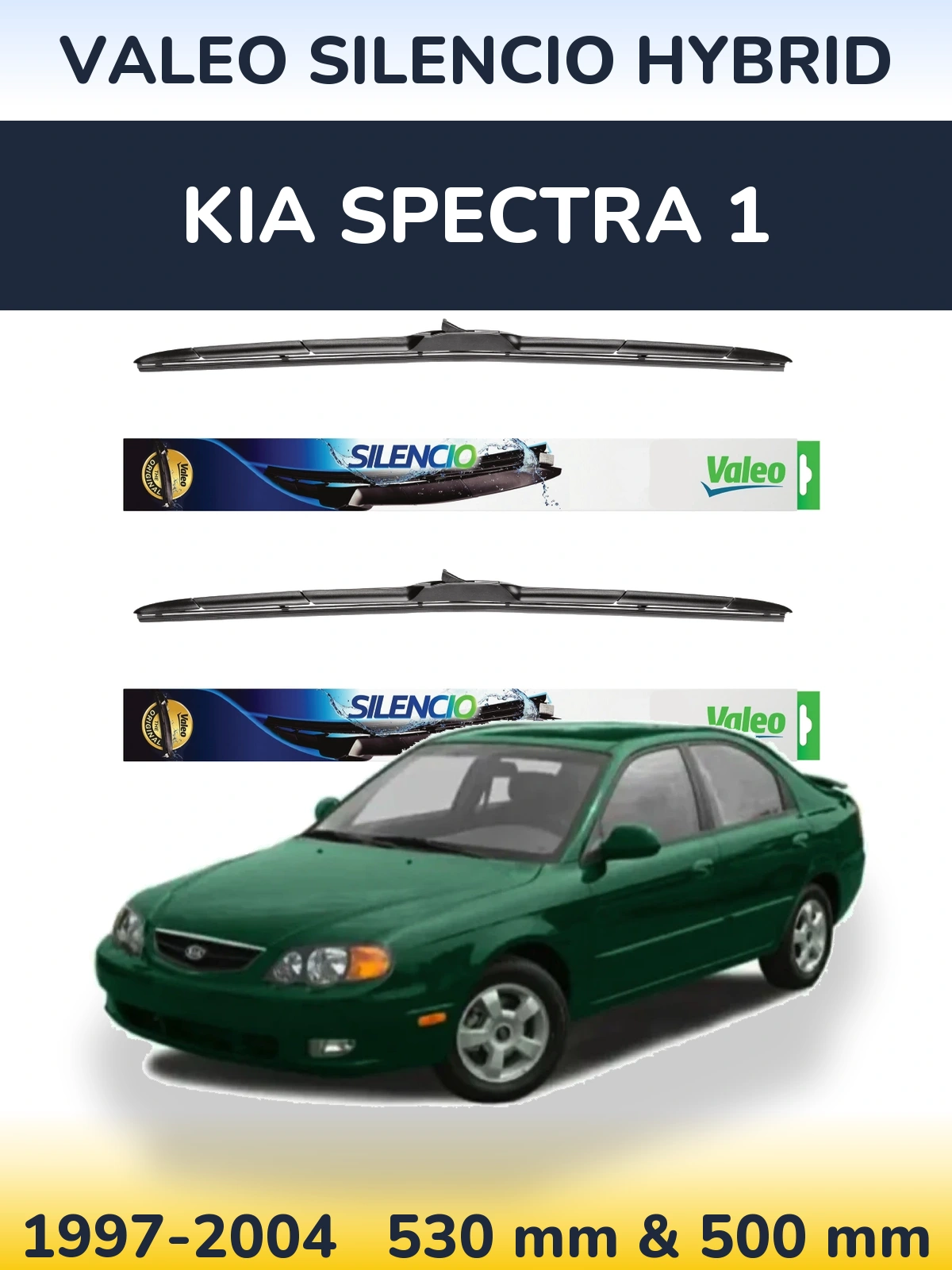 Комплект передних дворников Valeo Silencio Hybrid 530 & 500 мм для KIA Spectra 1 1997-2004