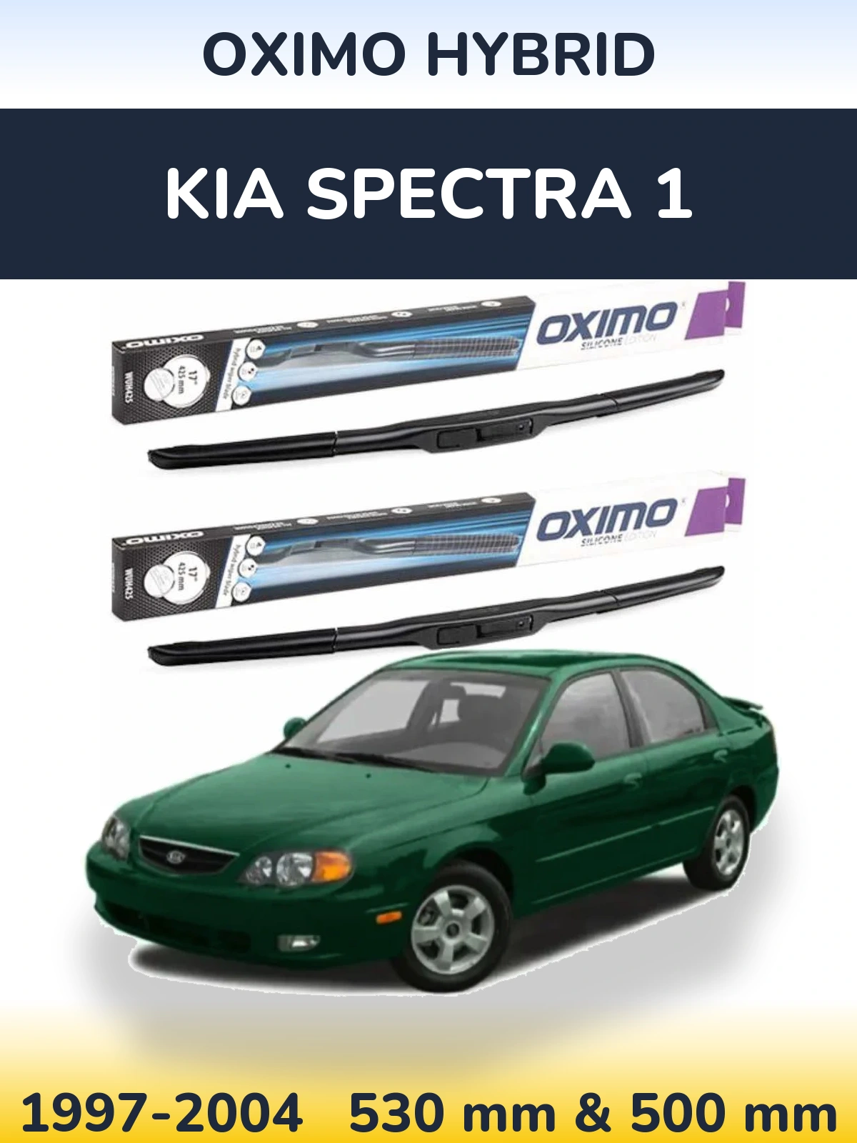 Front wiper blade set Oximo Hybrid 530 & 500 mm for KIA Spectra 1 1997-2004