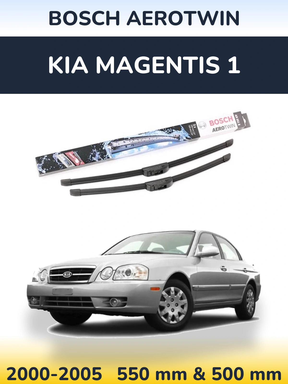 Front wiper blade set BOSCH AeroTwin 550 & 500 mm for KIA Magentis 1 2000-2005