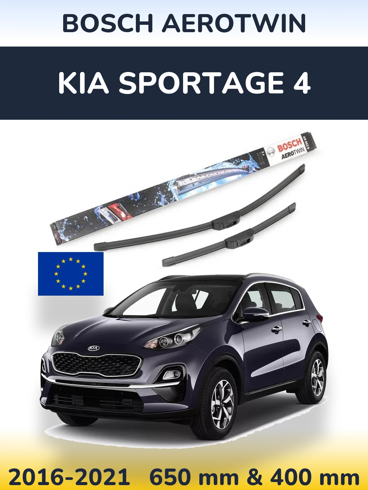 Front wiper blade set BOSCH AeroTwin 650 & 400 mm for KIA Sportage 4 2016-2021