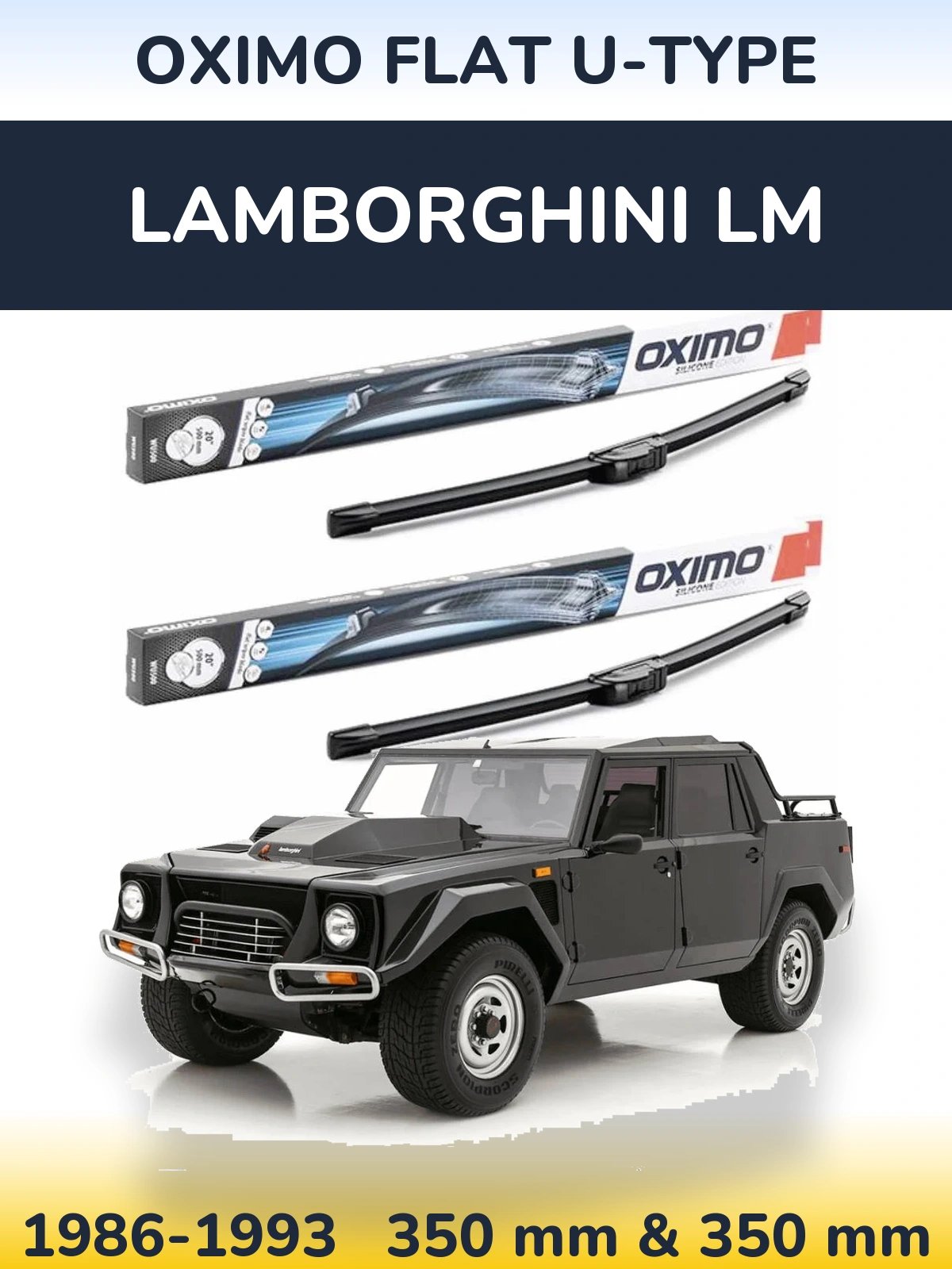 Комплект передних дворников Oximo Flat U-type 350 & 350 мм для Lamborghini LM 1986-1993