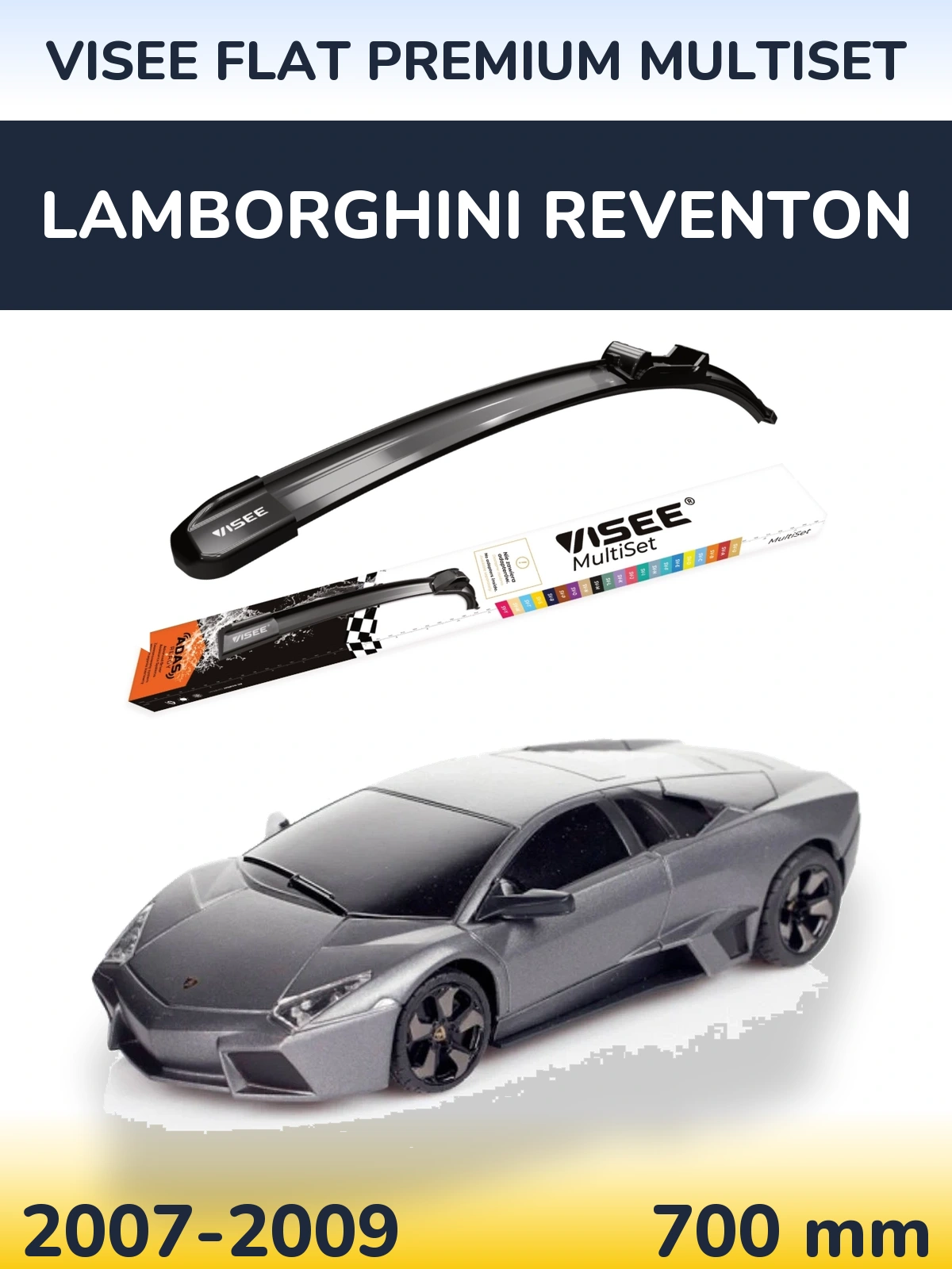 Передний дворник VISEE FLAT PREMIUM MultiSet 700 мм для Lamborghini Reventon 2007-2009