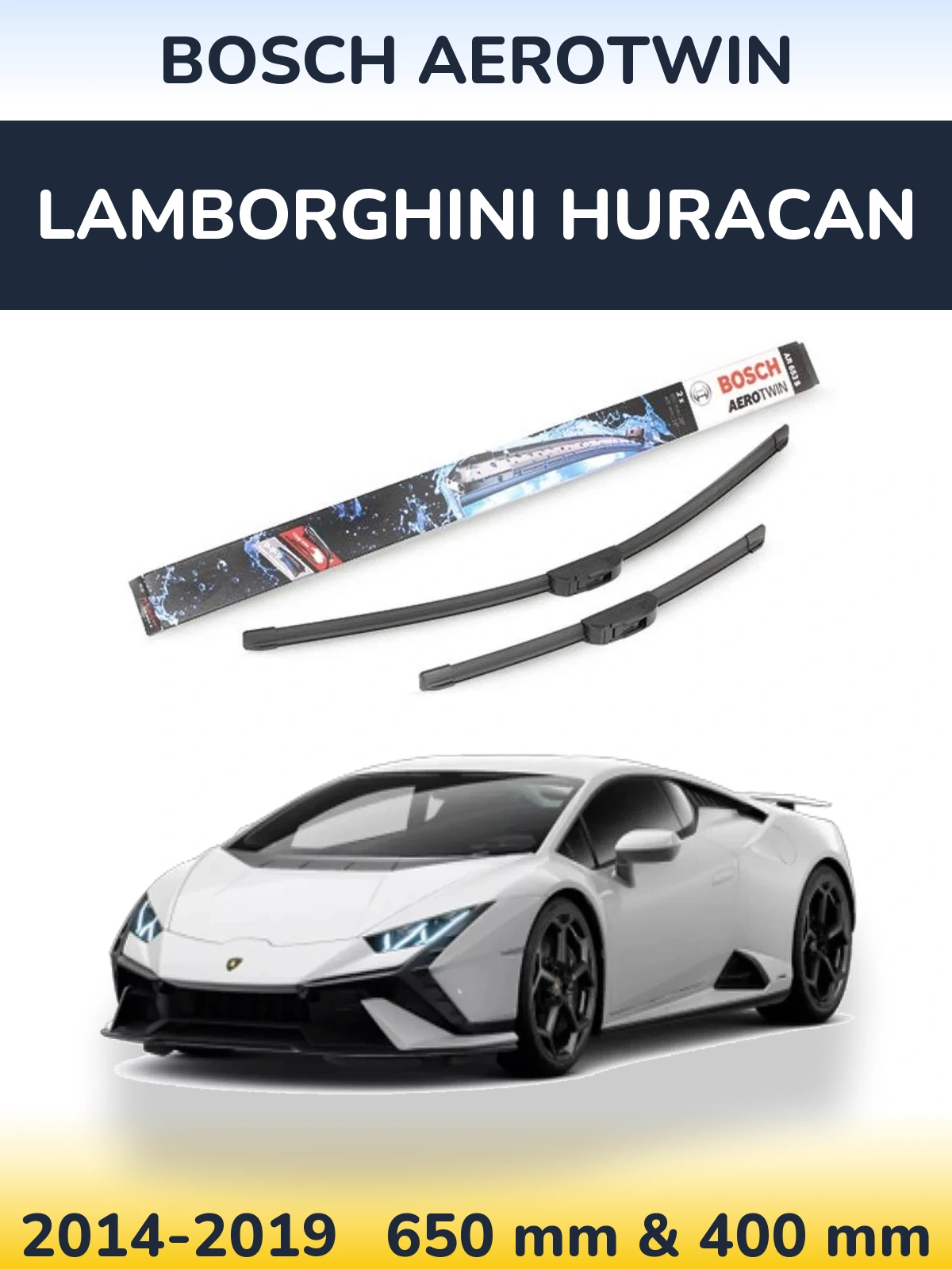 Комплект передніх щіток BOSCH AeroTwin 650 & 400 мм для Lamborghini Huracan 2014-2019