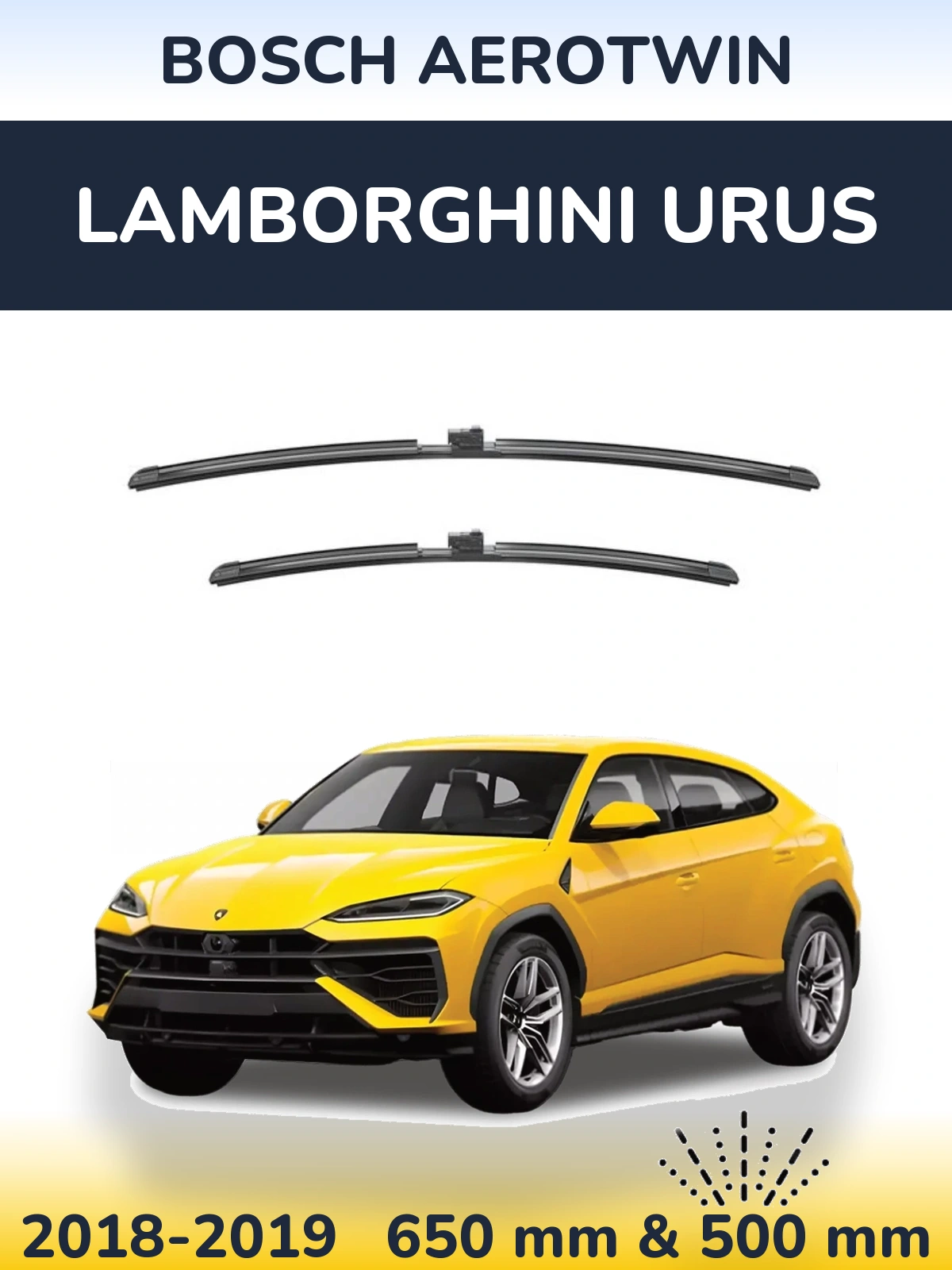 Front wiper blade set BOSCH AeroTwin 650 & 500 mm for Lamborghini Urus 2018-2019