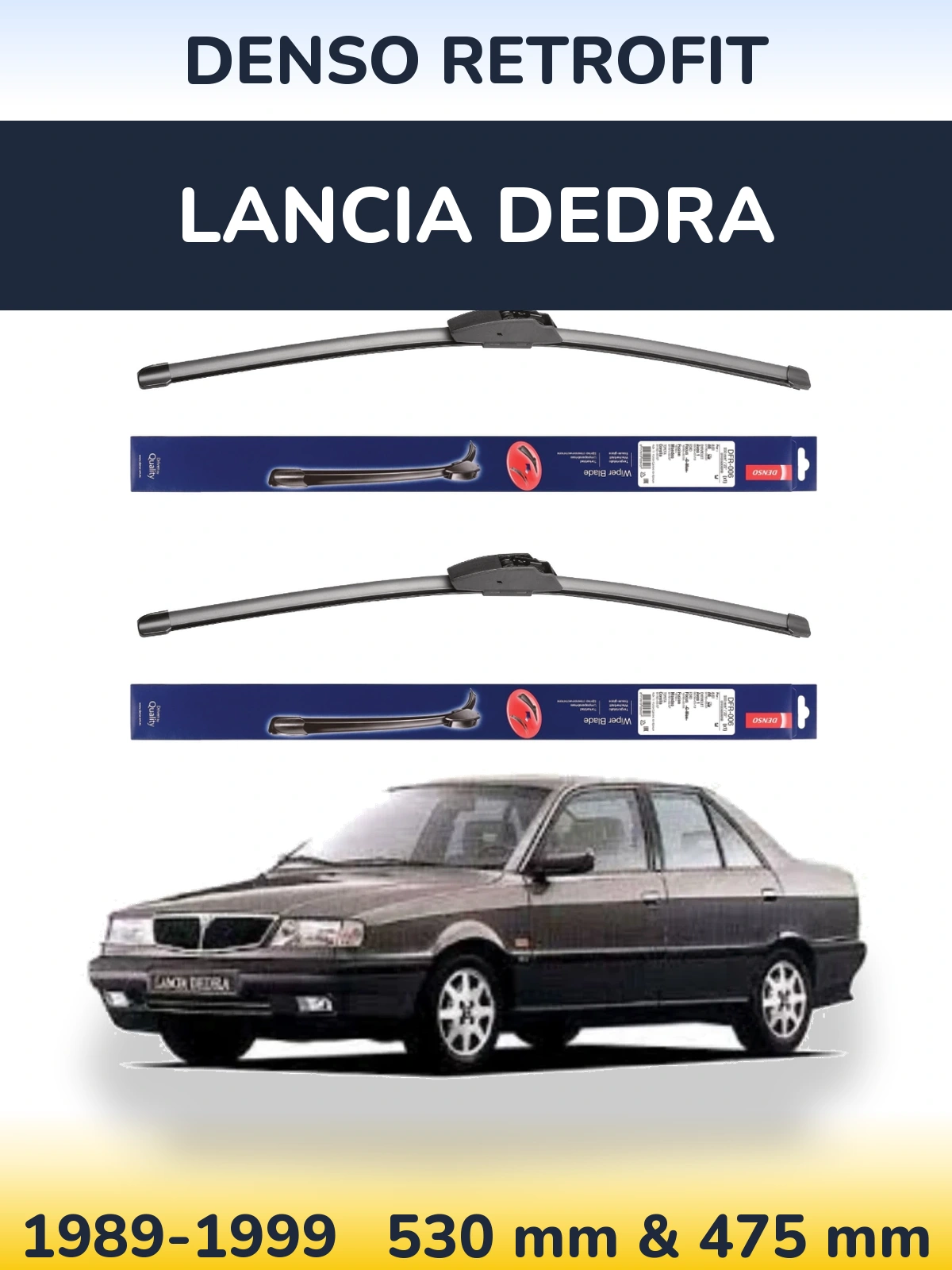 Комплект передніх щіток Denso Retrofit 530 & 475 мм для Lancia Dedra 1989-1999