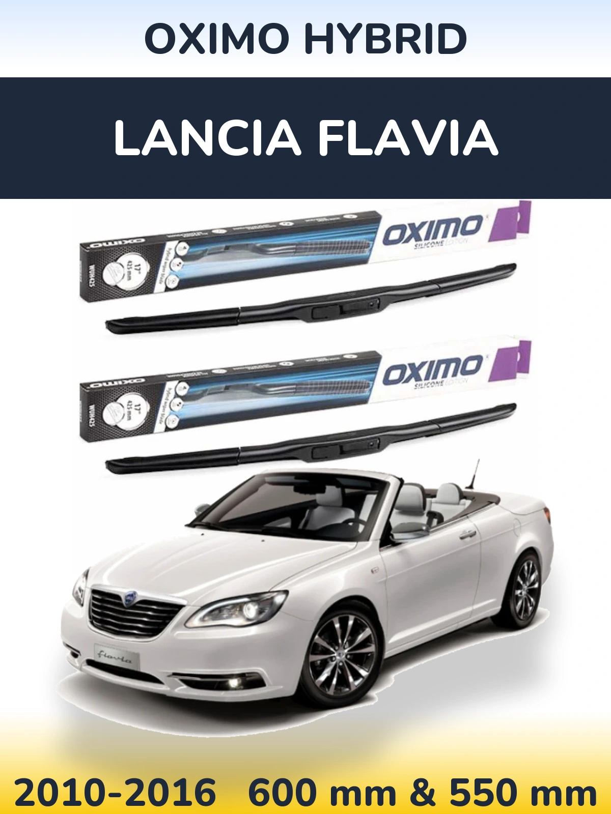 Front wiper blade set Oximo Hybrid 600 & 550 mm for Lancia Flavia 2010-2016