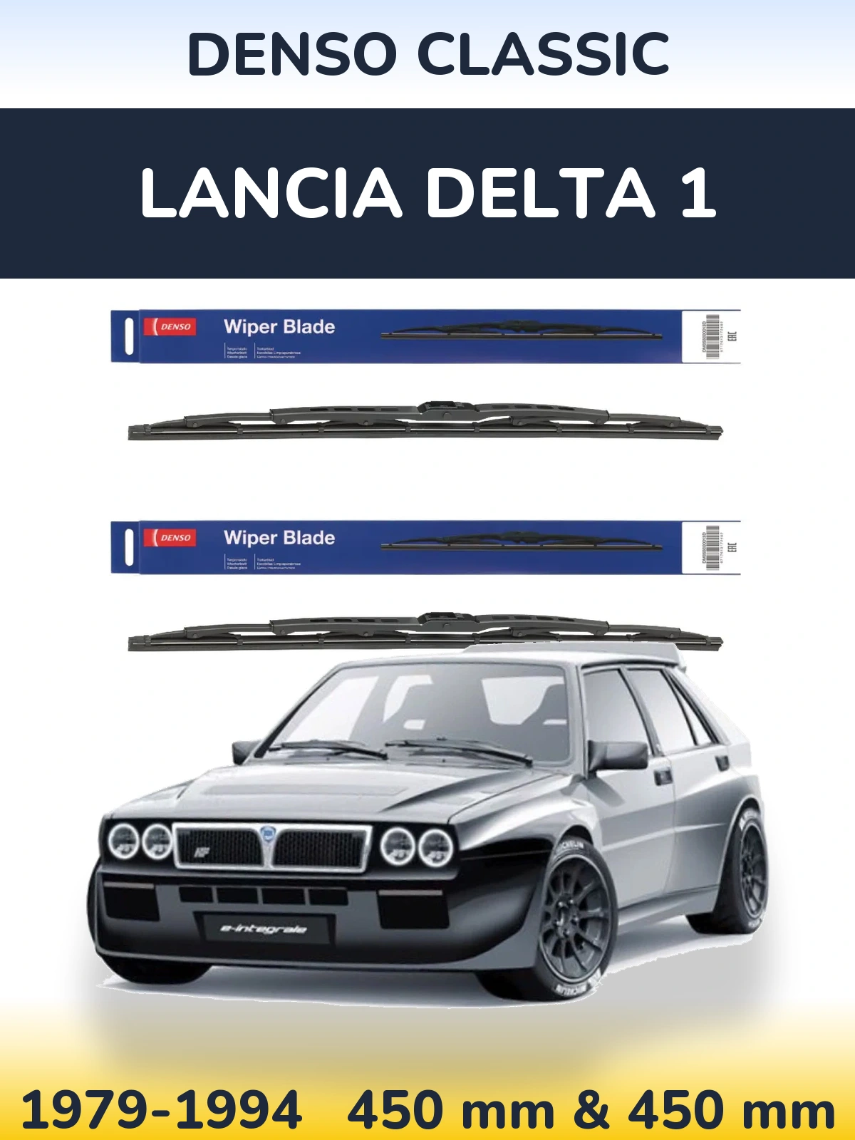 Front wiper blade set Denso Classic 450 & 450 mm for Lancia Delta 1 1979-1994