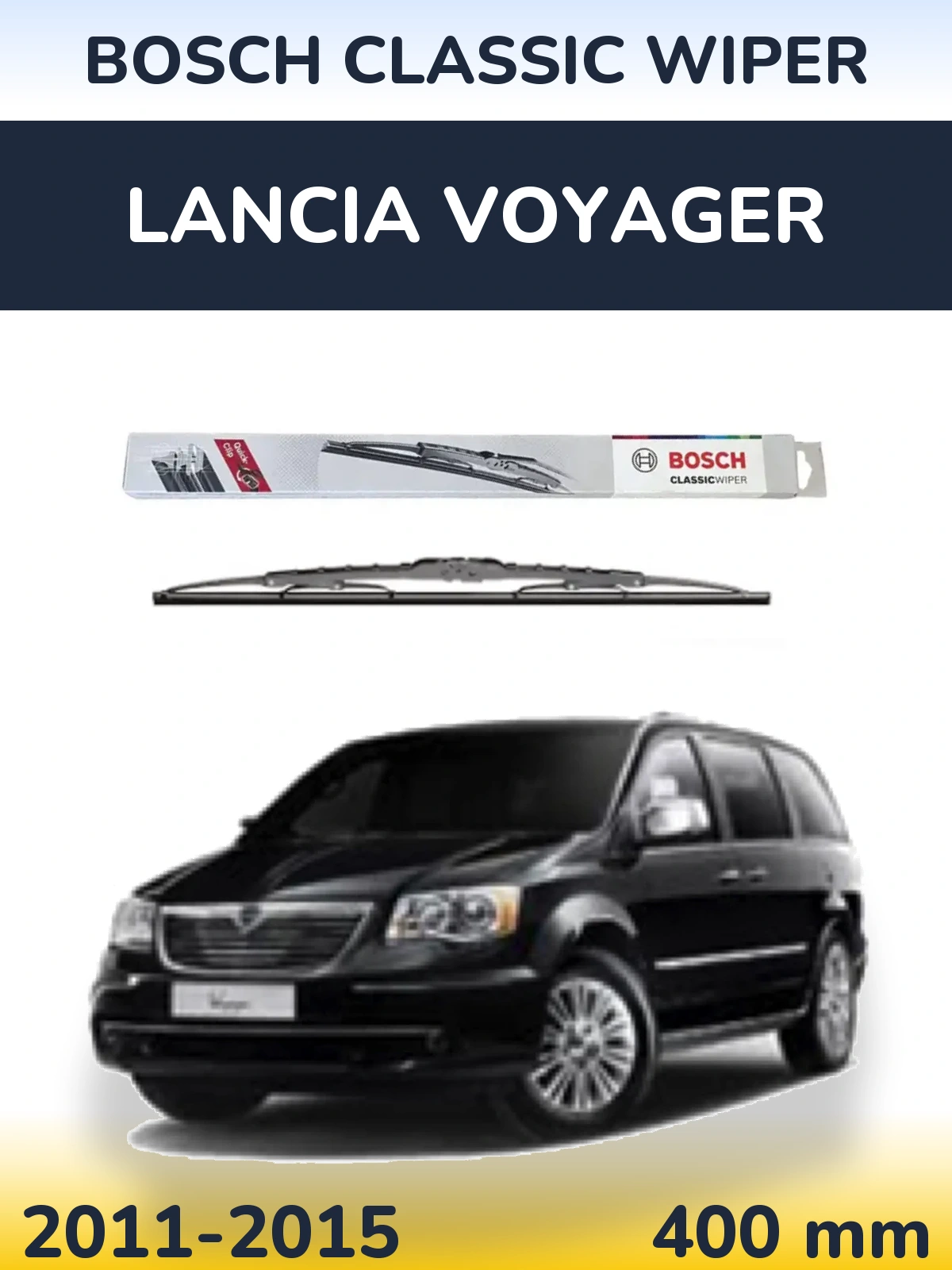 Rear wiper blade BOSCH Classic Wiper 400 mm for Lancia Voyager 2011-2015