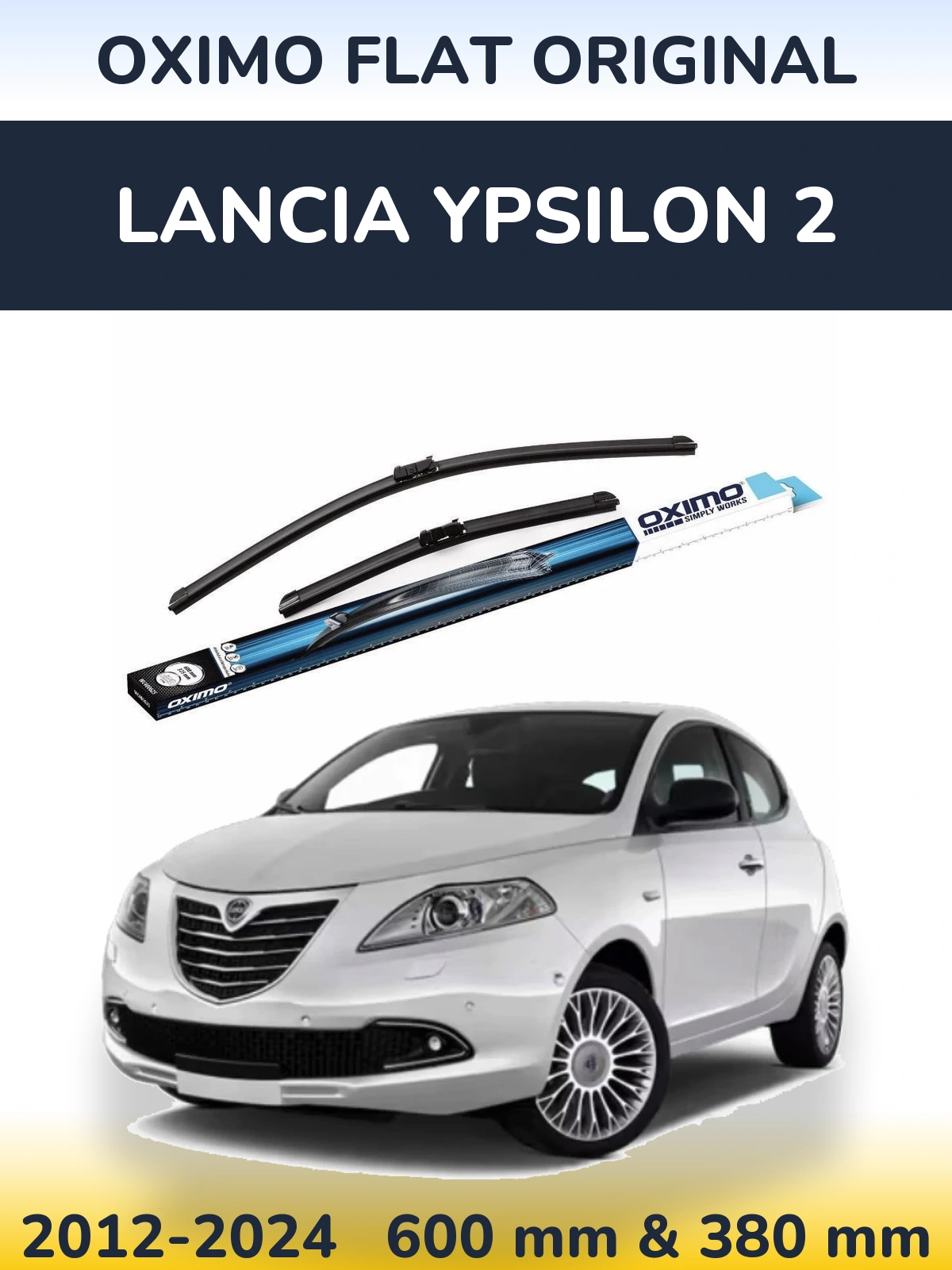 Front wiper blade set Oximo Flat Original 600 & 380 mm for Lancia Ypsilon 2 2012-2024