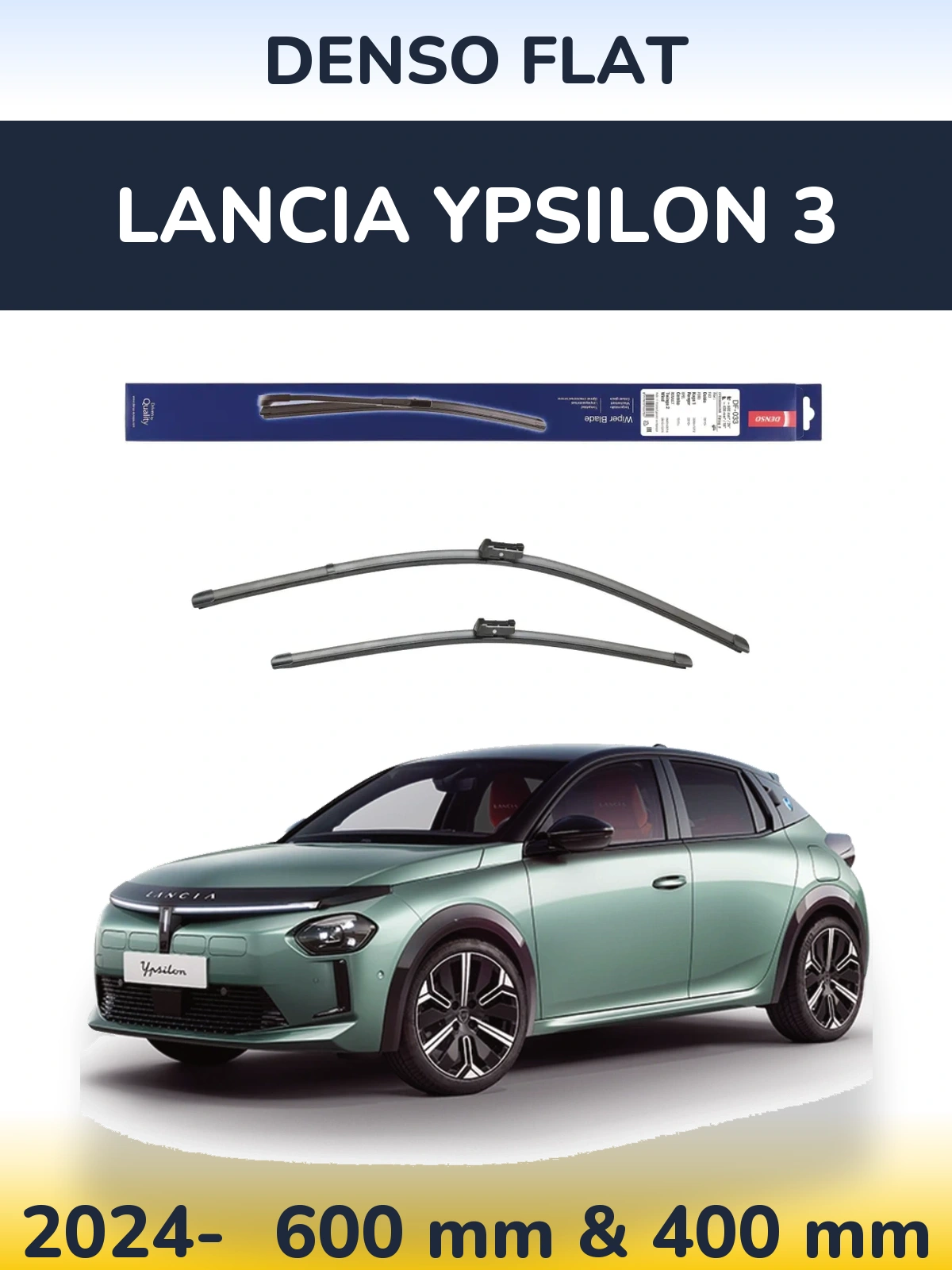 Комплект передних дворников Denso Flat 600 & 400 мм для Lancia Ypsilon 3 2024-2026