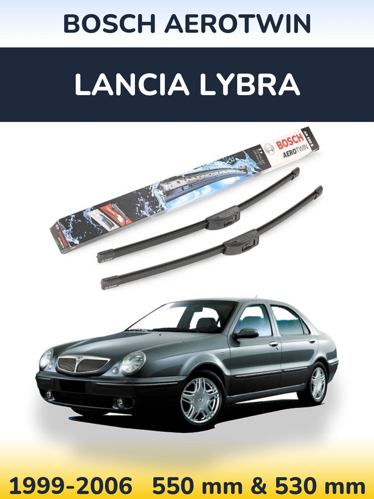 Комплект передніх щіток BOSCH AeroTwin 550 & 530 мм для Lancia Lybra 1999-2006