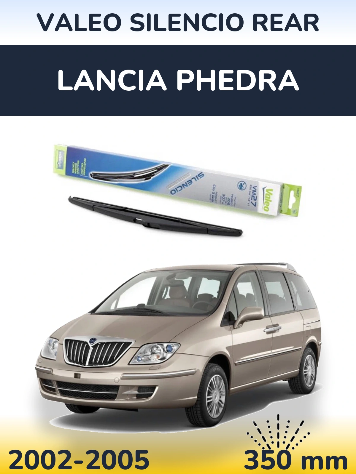 Rear wiper blade Valeo Silencio Rear 350 mm for Lancia Phedra 2002-2005