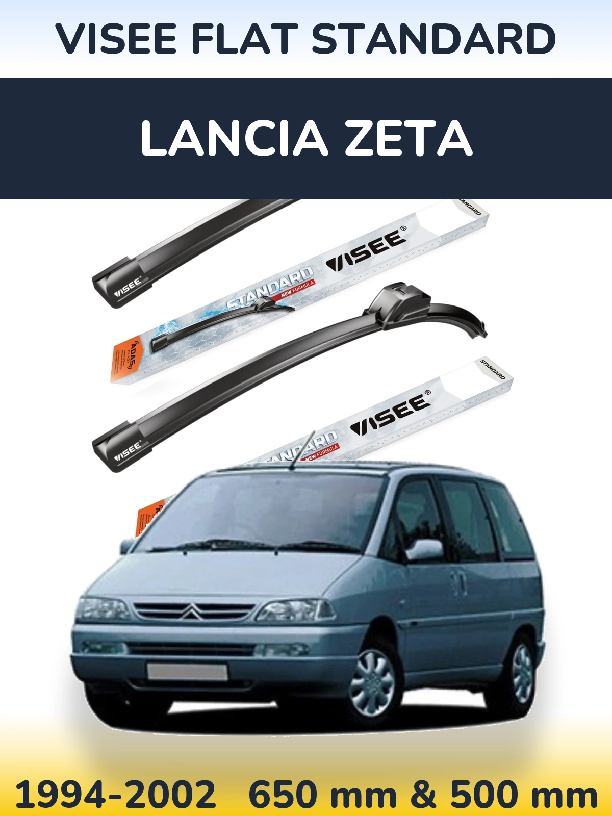 Комплект передних дворников VISEE FLAT STANDARD 650 & 500 мм для Lancia Zeta 1994-2002