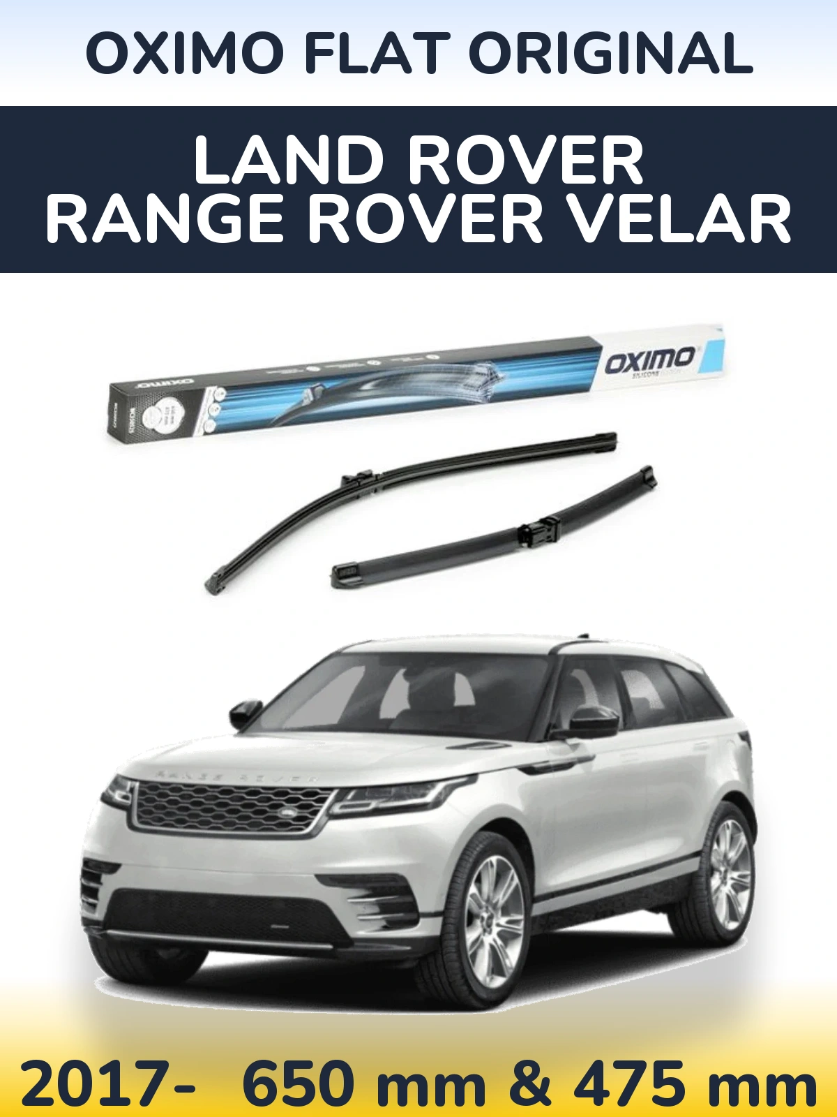 Комплект передних дворников Oximo Flat Original 650 & 475 мм для Land Rover Range Rover Velar 2017-2026