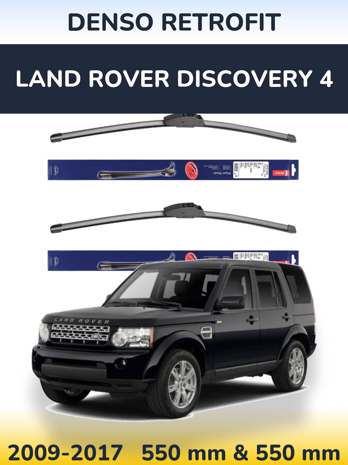Front wiper blade set Denso Retrofit 550 & 550 mm for Land Rover Discovery 4 2009-2017